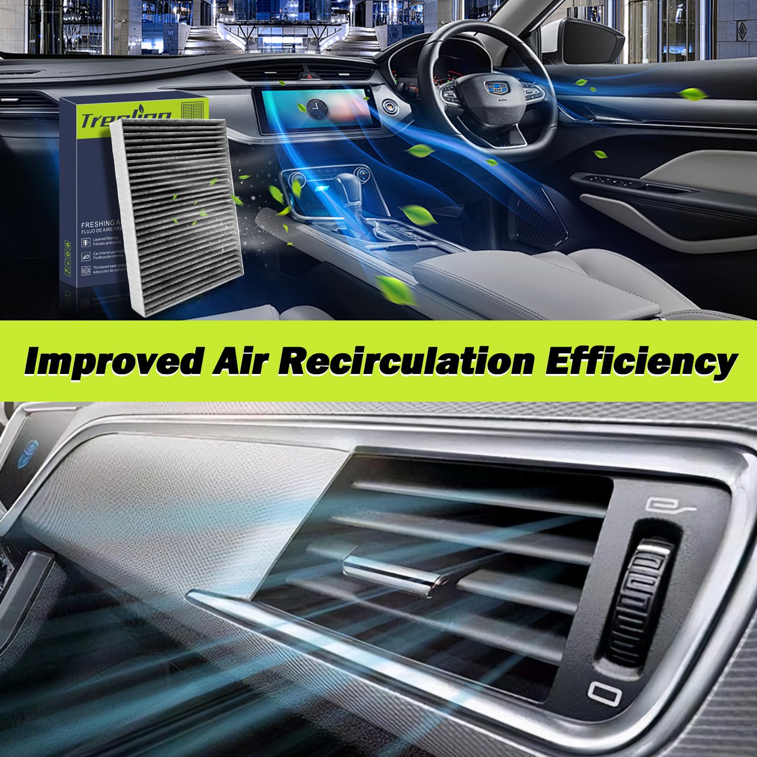 Treeligo Cf11854 Cabin Air Filter Compatible With Nissan Rogue (2014-2020), Rogue Sport (2017-2022), With Coconut Shell Activate