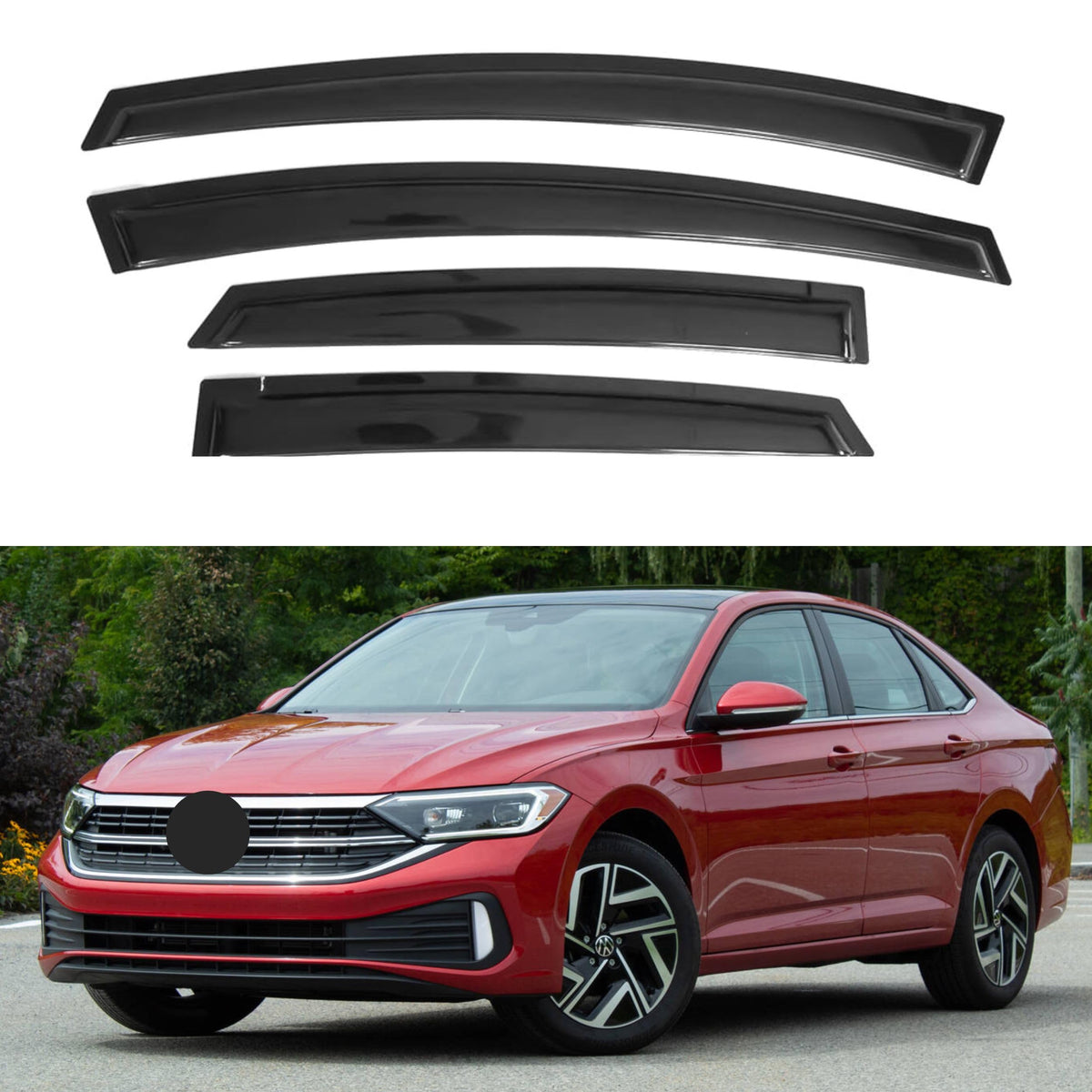 Ig Window Visor For Volkswagen (Vw) Jetta 2019-2023, Rain Guard Tape-On Extra Durable Sun Wind Side Vent Window Deflector, 2019