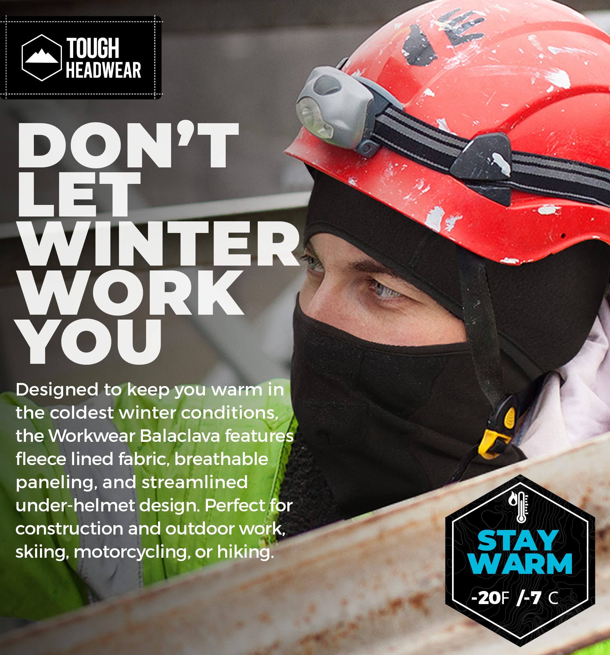 Tough Headwear Full Face Mask For Cold Weather,Mens Balaclava Face Warmer- Winter Fleece Ski Masks Motorcycle & Construction