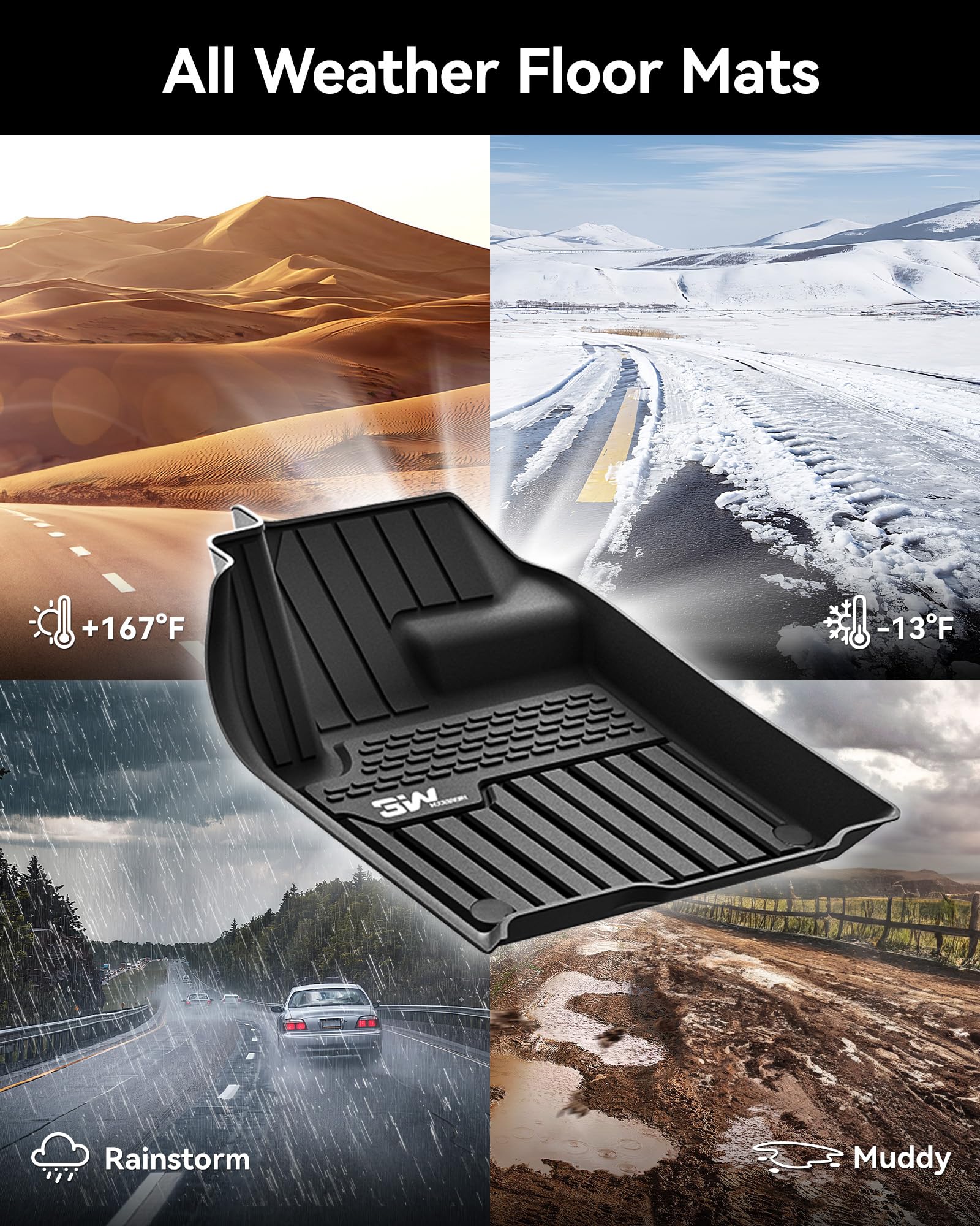 3W Floor Mats Fit For Land Rover/Range Rover Evoque 2020-2024 2025, Tpe All Weather Custom Fit Floor Liner,1St & 2Nd Row Full Se