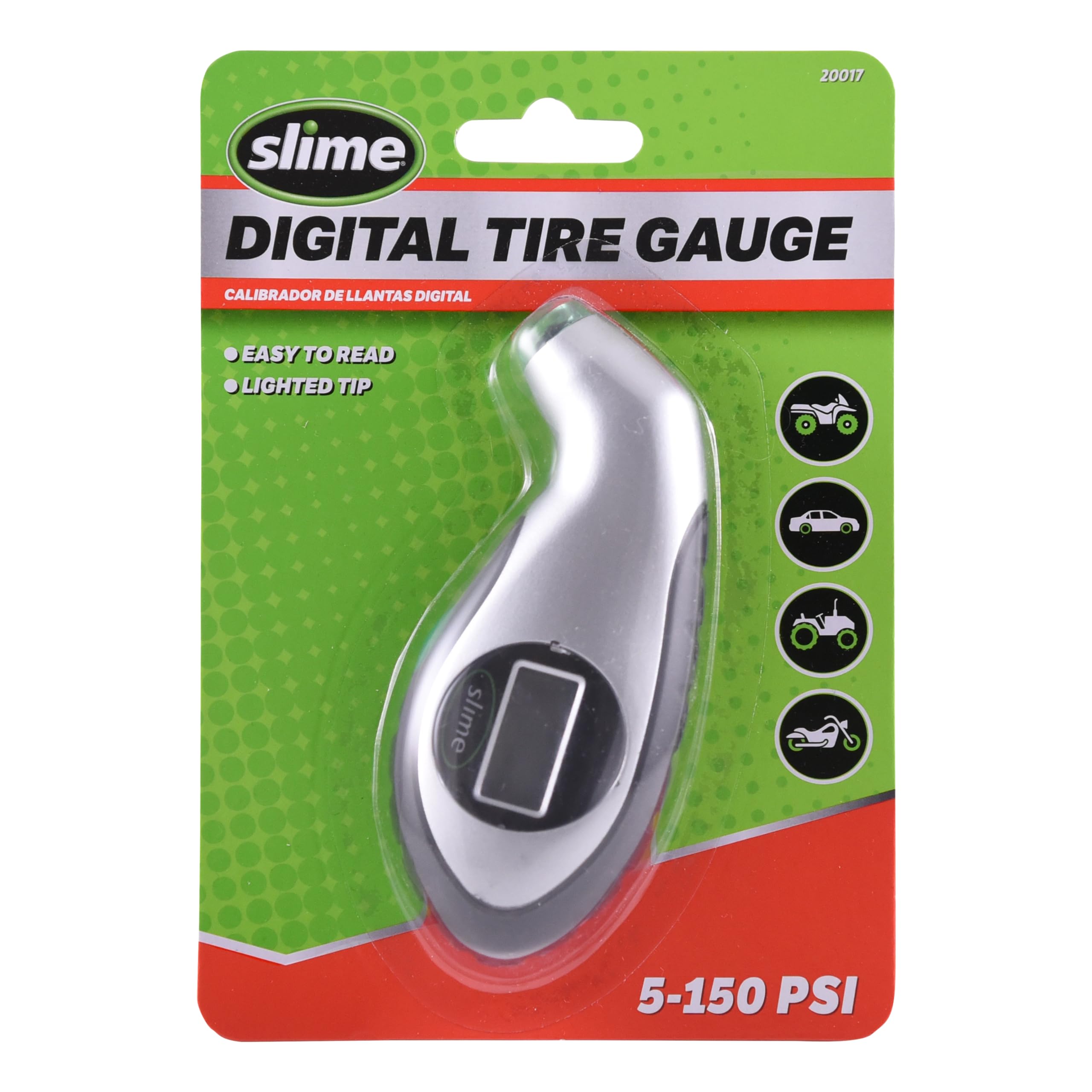 Slime 20017 Tire Pressure Gauge, Digital Gauge, 5-150 Psi