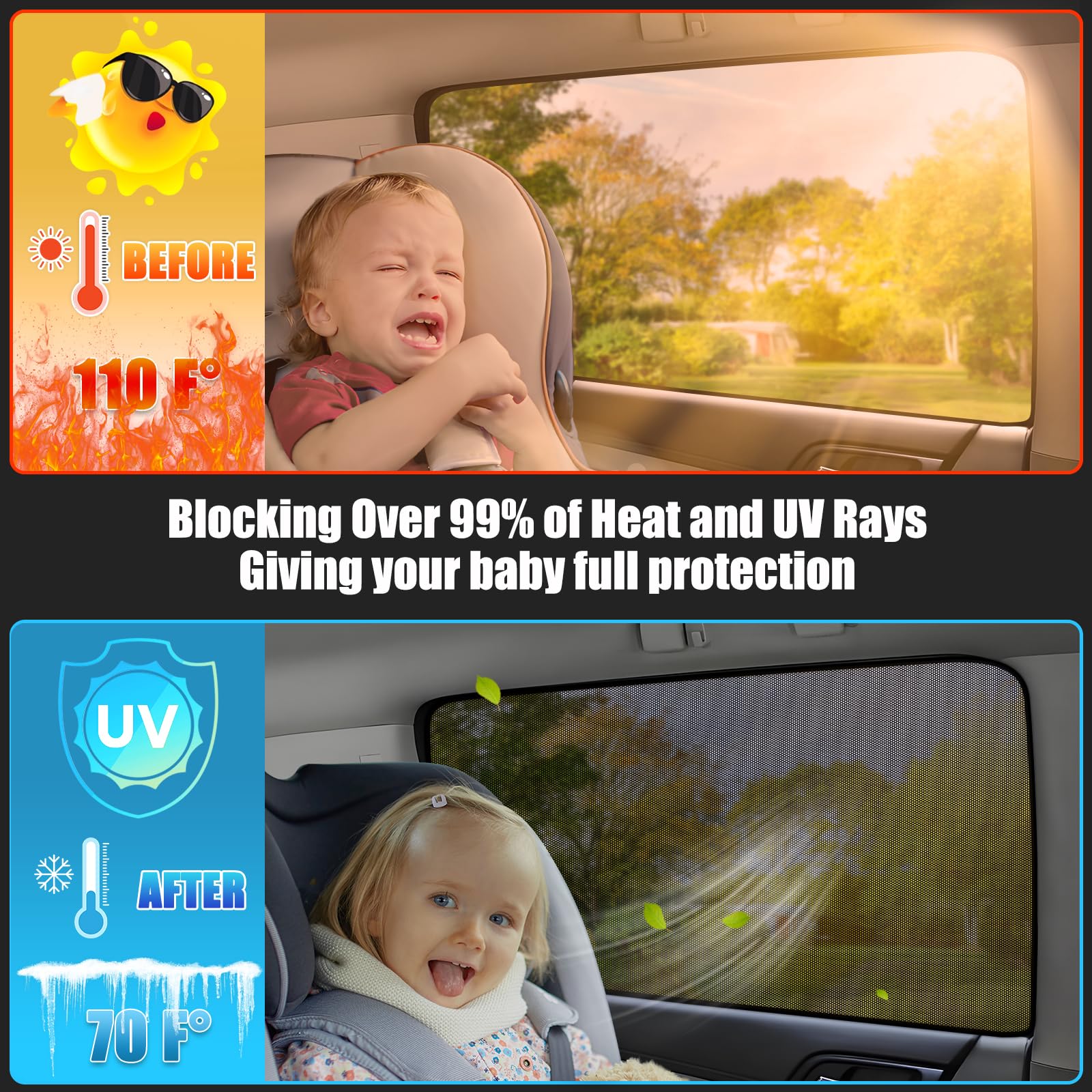 XCBYT Car Window Shades for 2015-2024 F150 Sun Shade for Car Baby Side Window with Breathable Mesh Blocking 99% UV Glare and Pri