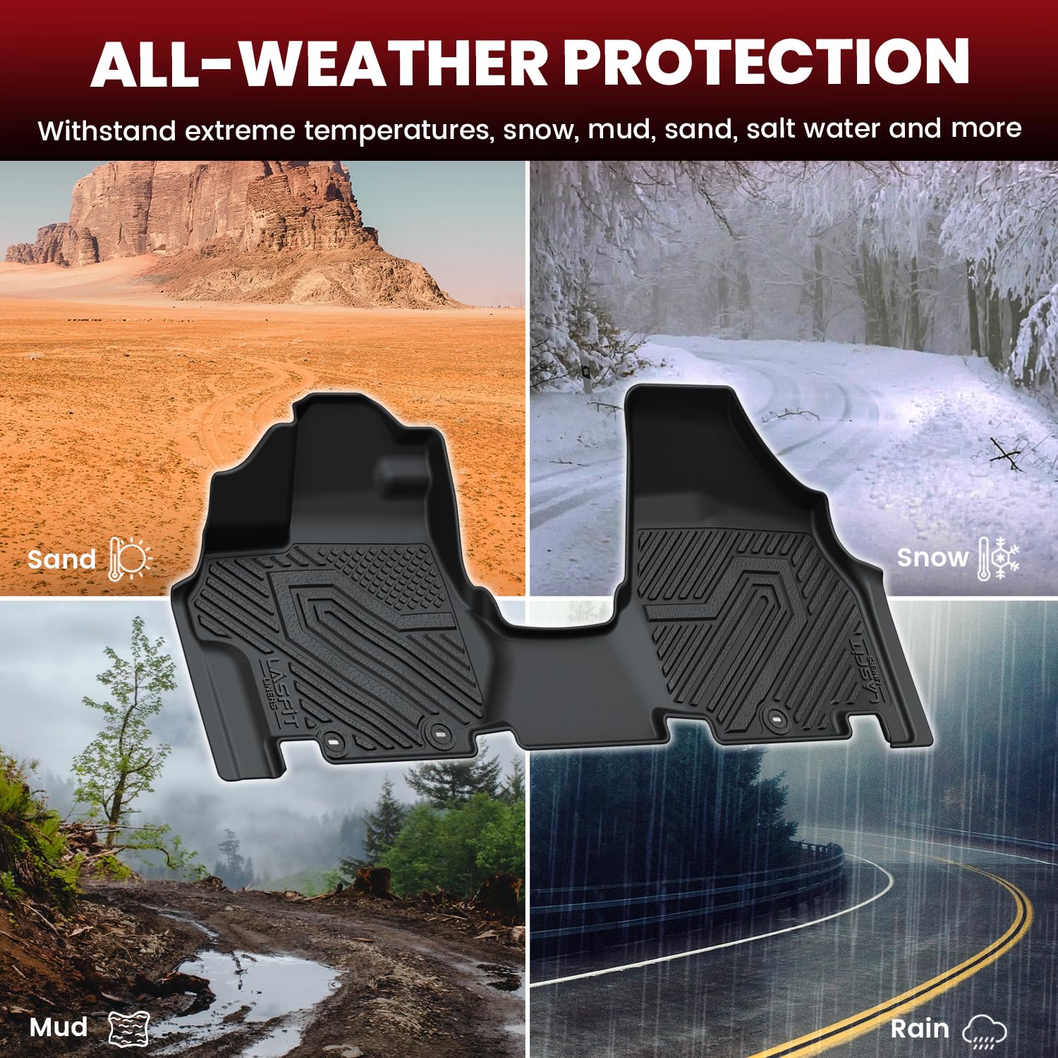 LASFIT Floor Mats & Trunk Mat for Honda Odyssey 2011 2012 2013 2014 2015 2016 2017 Mini Passenger Van (Fit 7& 8 Seats), All Weat