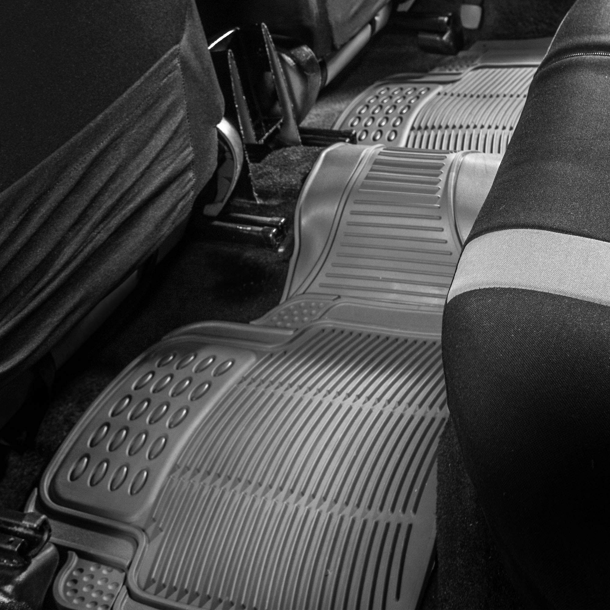 FH Group 3 Row Climaproof Trimmable Non-Slip Vinyl Floor Mats with Cargo Liner- Universal Fit for Cars Trucks and SUVs (Gray) F1