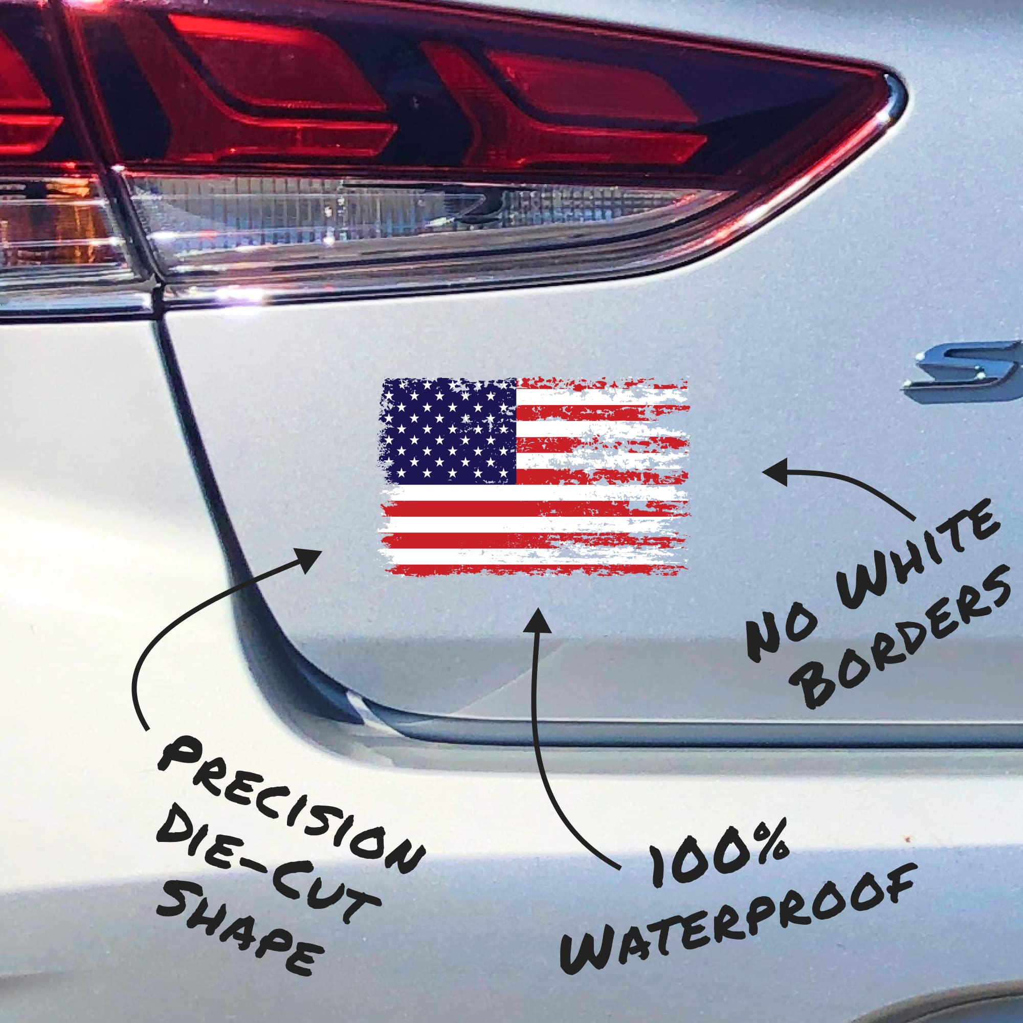 Stickios American Flag Decals (8 Small, 2 Medium) - Made In The Usa - Distressed, Patriotic Vinyl Flag Stickers For Cars, Trucks