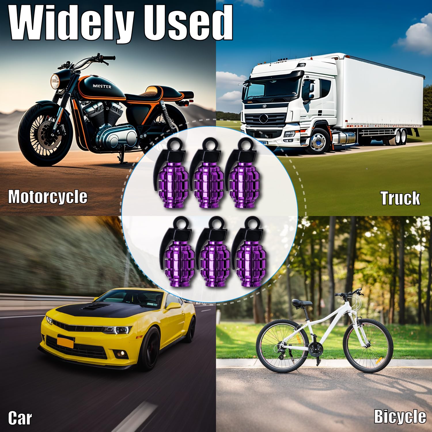 Meajoo 6Pcs Tire Valve Stem Caps, Stainless Steel Tire Valve Caps Wheel Valve Caps For Cars, Trucks, Suv, Motorcycles, Bikes And