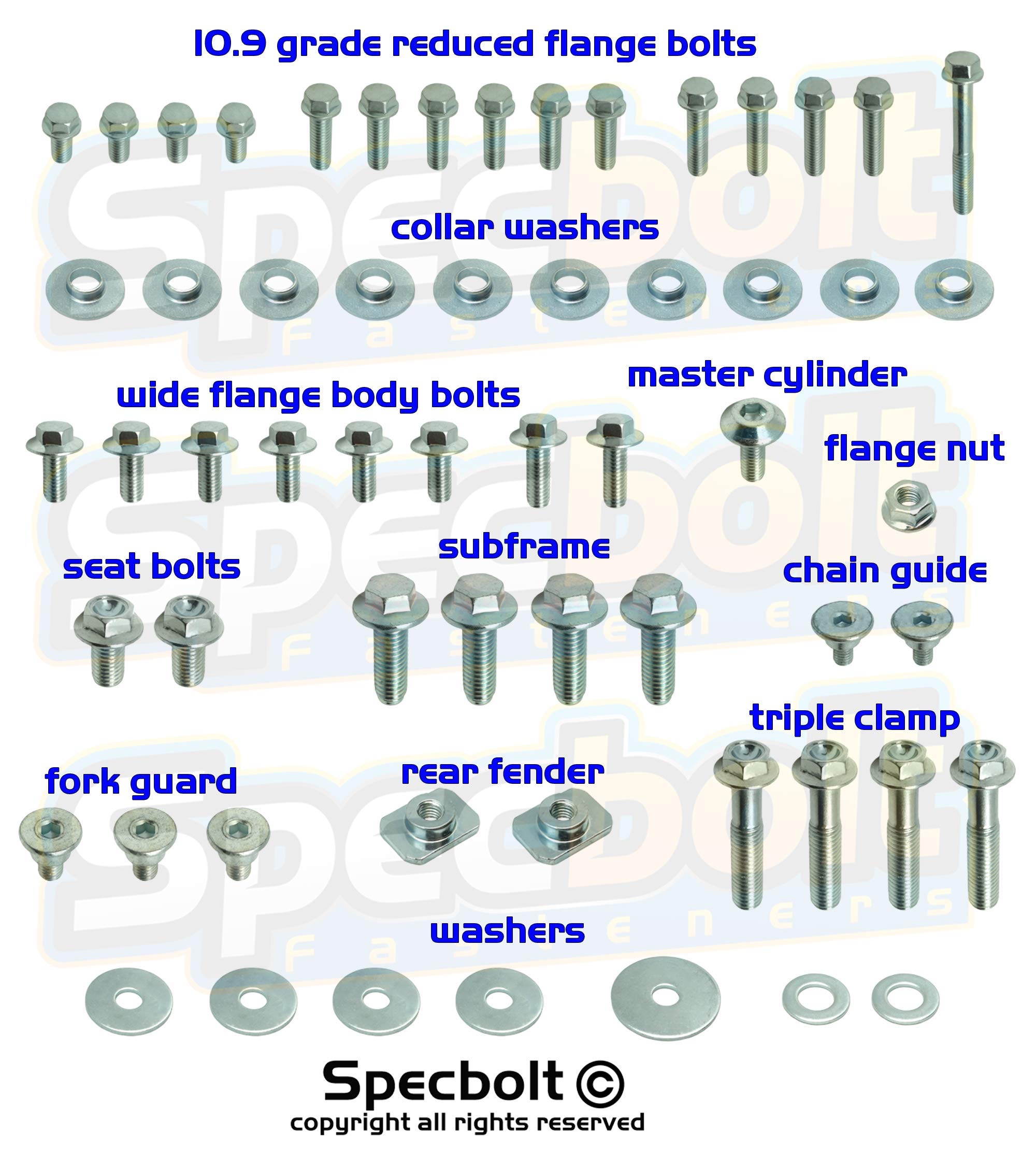 Specbolt Fasteners Spec-Pak | Fits All Yamaha Yz Yzf 80 85 125 250 450 465 490 (1996 - Current) Factory Match Fastener Kit