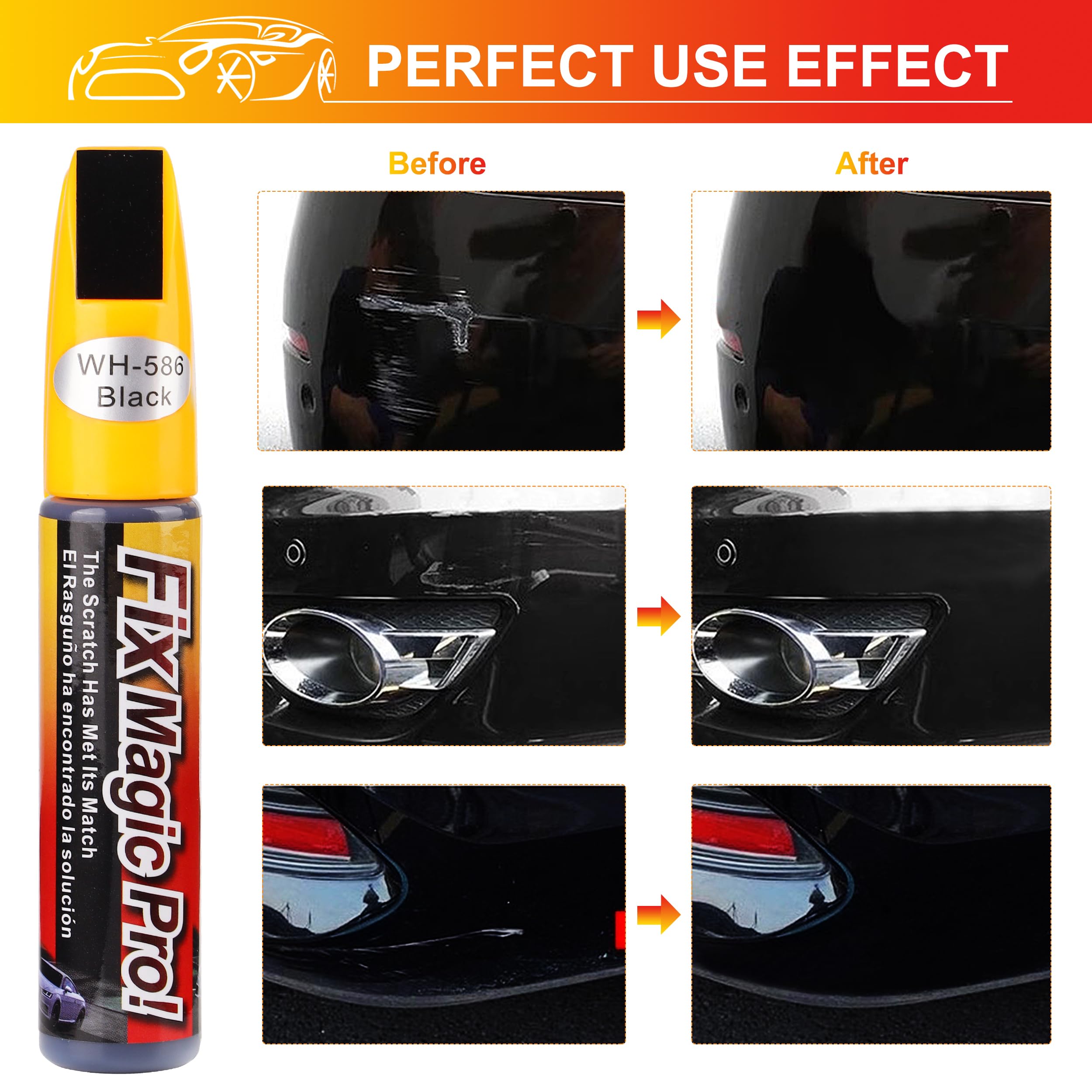 SUGEYA Touch Up Paint for Cars (Black), Two-in-One Car Paint Scratch Repair, Automotive Touch Up Paint Pen with Instruction Manu