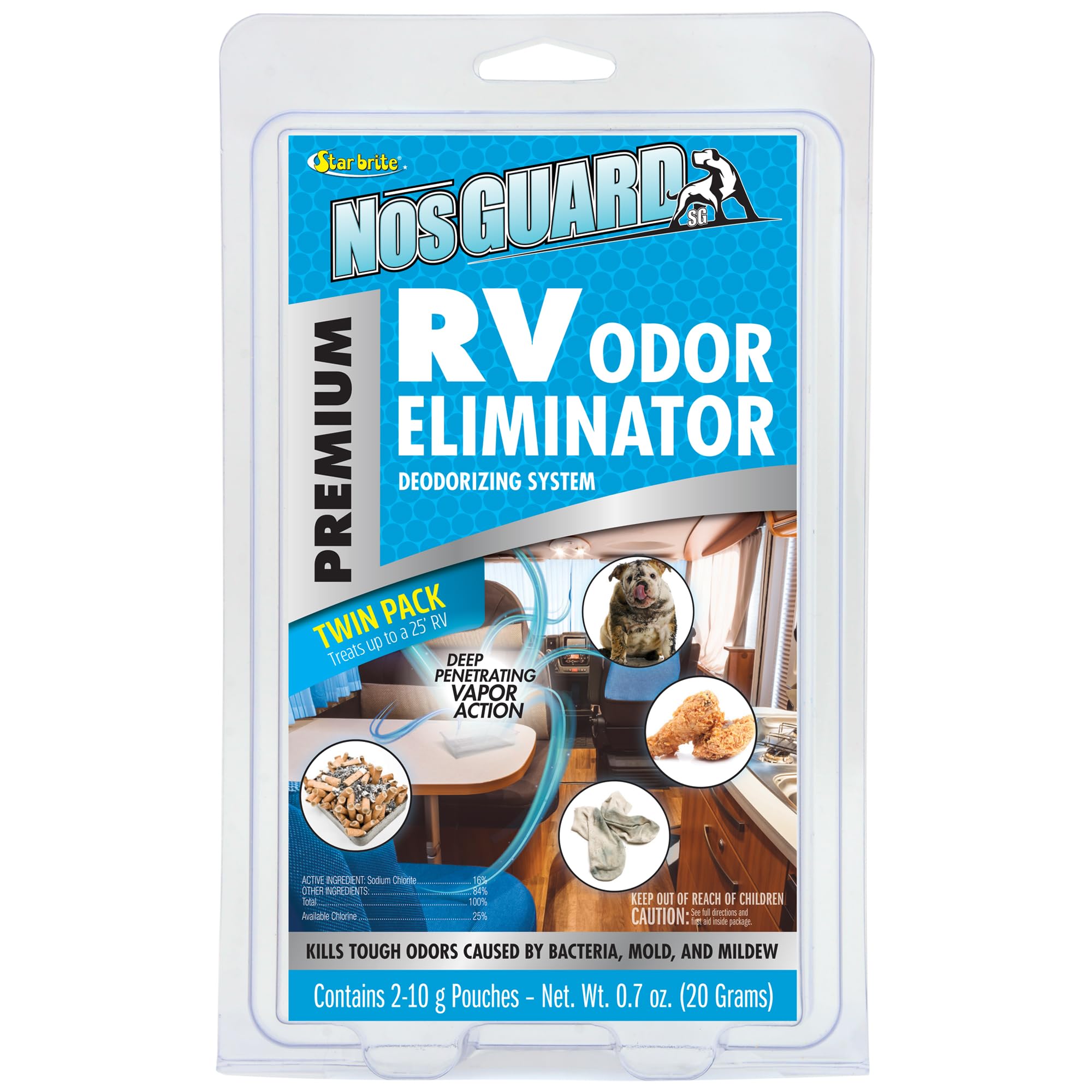 STAR BRITE NosGUARD SG RV Odor Eliminator (Twin Pack) Quick-Action Vapor System, Eliminates Damp, Musty Smells, Smoke & Pet Odor