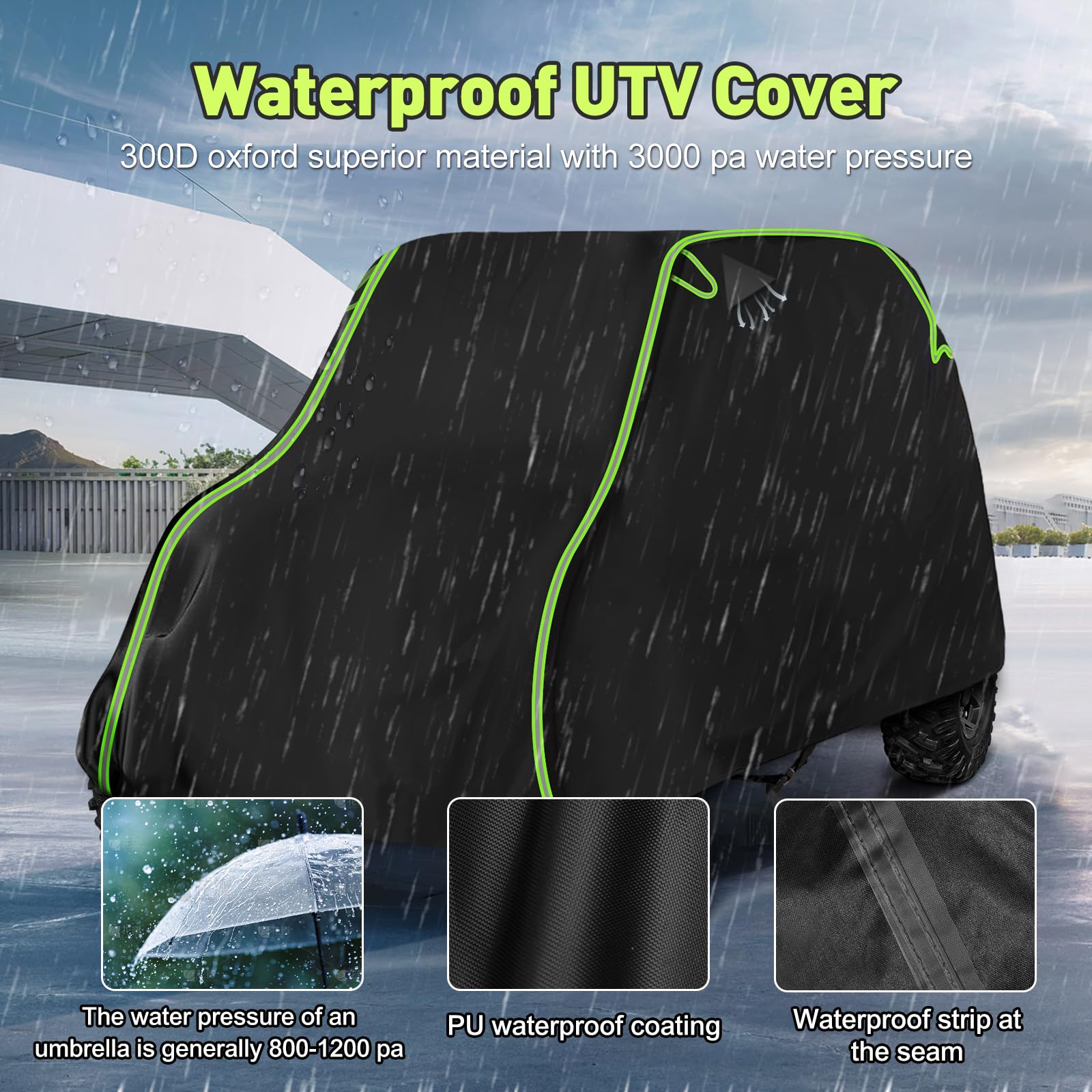 Qunsunus Utv Cover 4-6 Seater Compatible With Polaris Rzr Cover/Can-Am Defender Cover/Yamaha Yxz Cover All-Weather Protection He