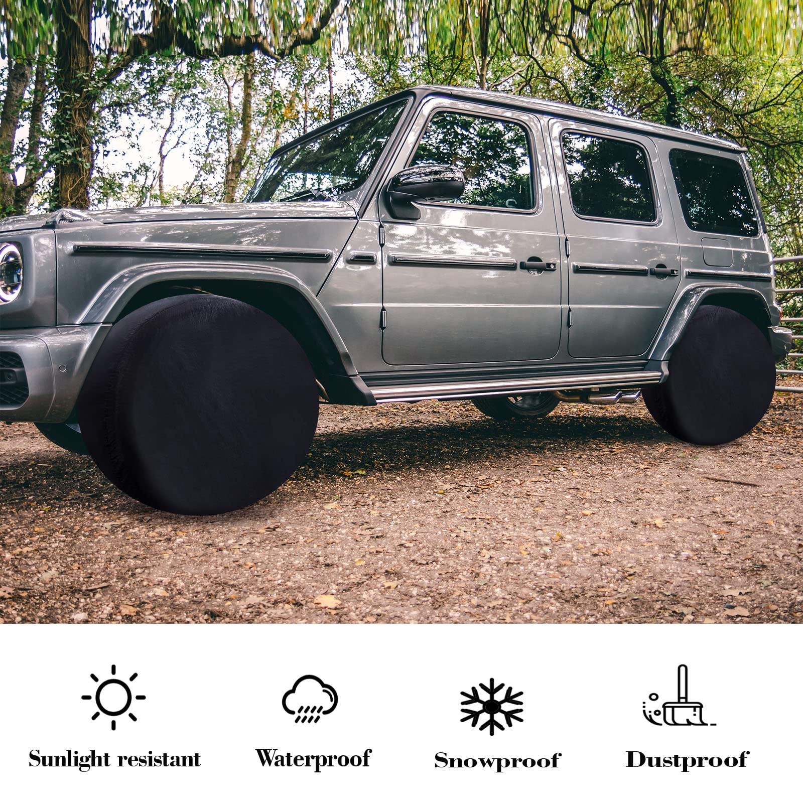 Moonet Tire Covers For Rv Wheel (4 Pack Black), Oxford Waterproof Uv Sun Protectors For Truck Motorhome Boat Trailer Camper Van Suv, For Diameter 27-29 Black