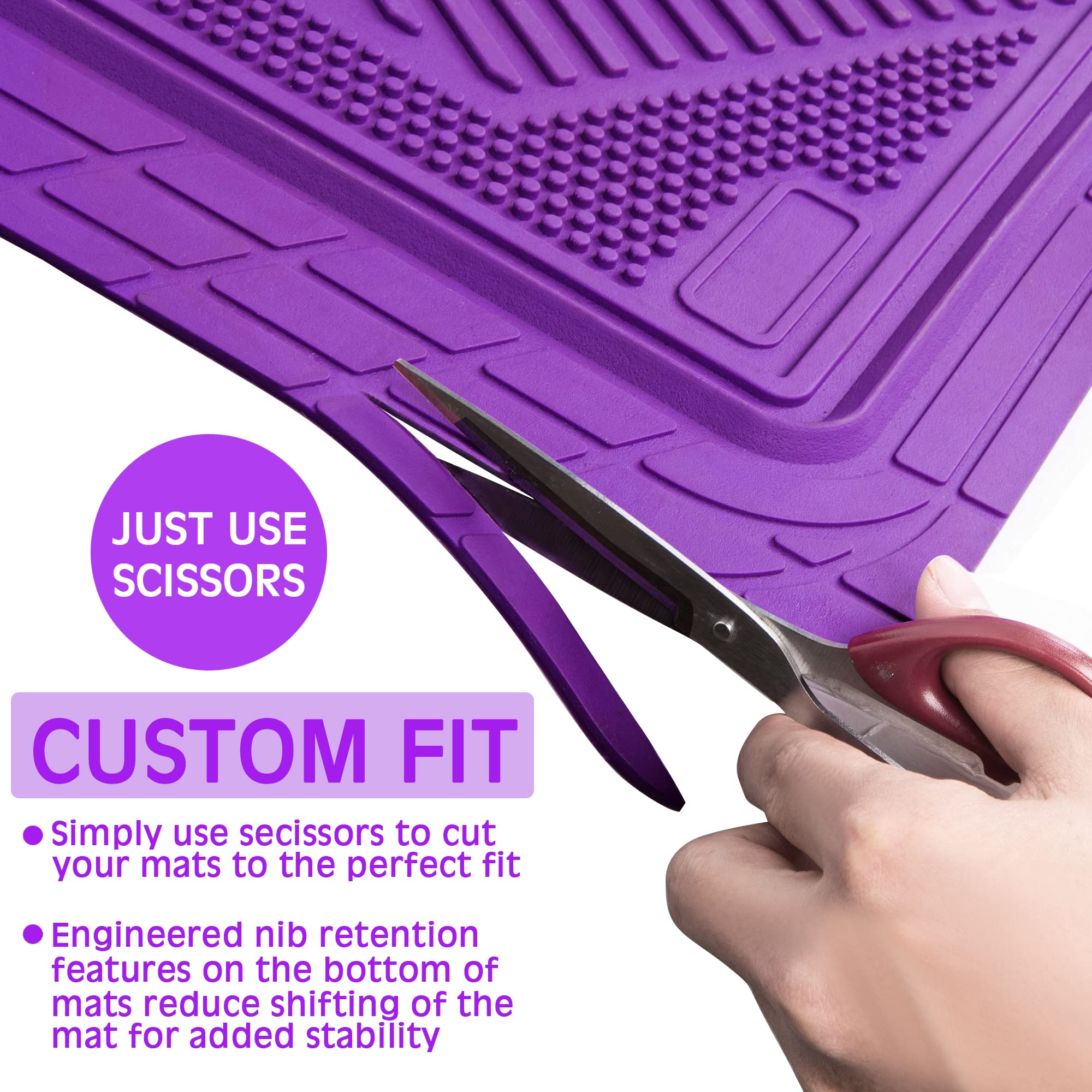 Car Pass Heavy Duty Rubber Floor Mats 4-Piece Car Mat Set - Universal Waterproof Floor Mats For Car Suv Truck, Durable All-Weather Mats(Purple)