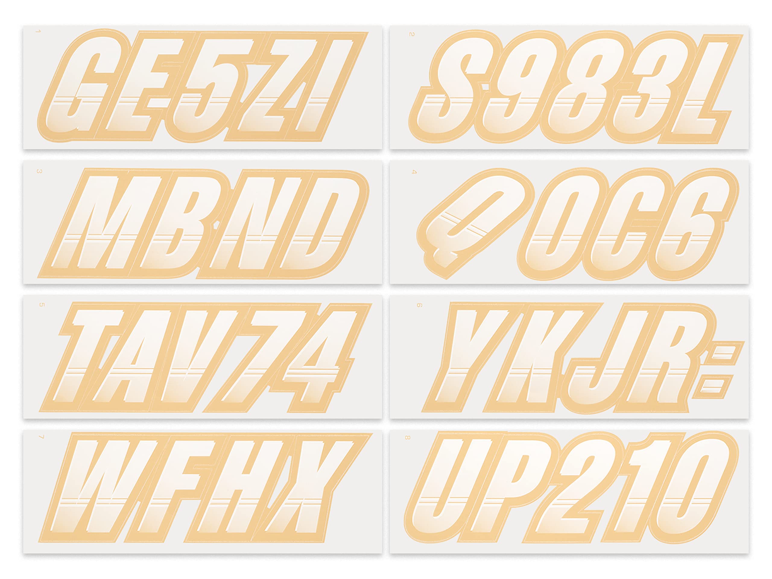 Stiffie Techtron White/Tan 3 '' Boat & Pwc Registration Decals  Numbers Letters Stickers