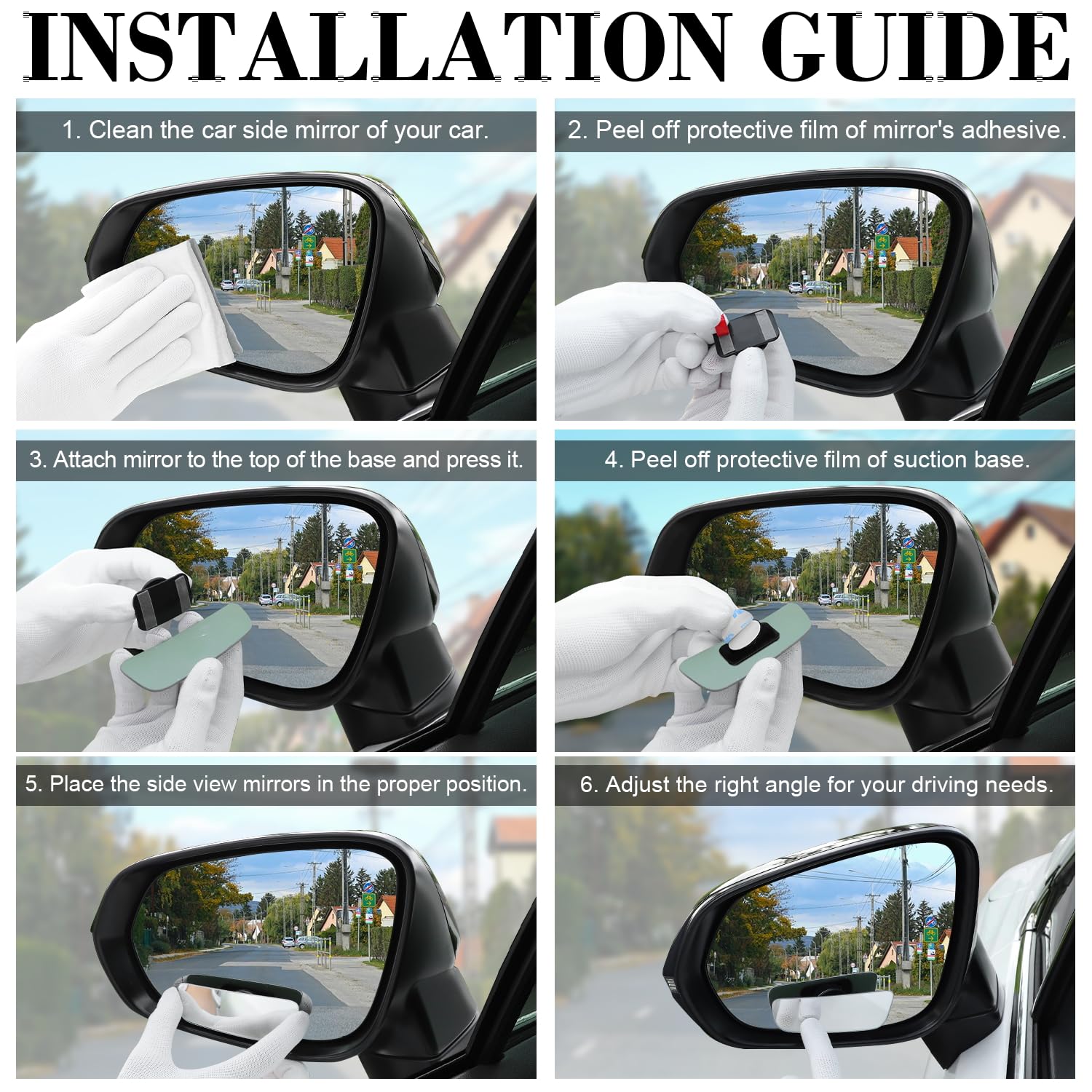 Livtee Blind Spot Mirror, Rectangular Shaped Hd Glass Frameless Convex Rear View Mirror With Wide Angle Adjustable Stick For Car