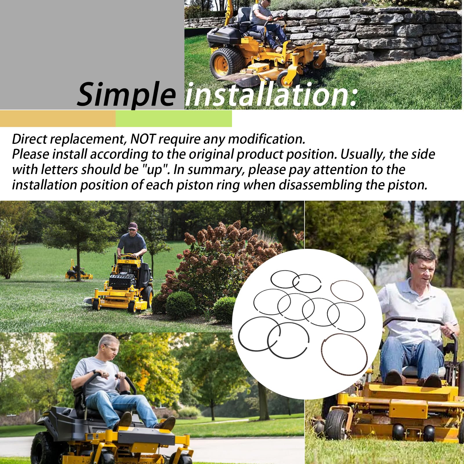 2 Sets of Piston Rings(24-108-05, 24-108-14, 24-108-14-S) Compatible with Kohler Engines 725CC & 747CC Ch25, Ch26, Ch730, Ch735,