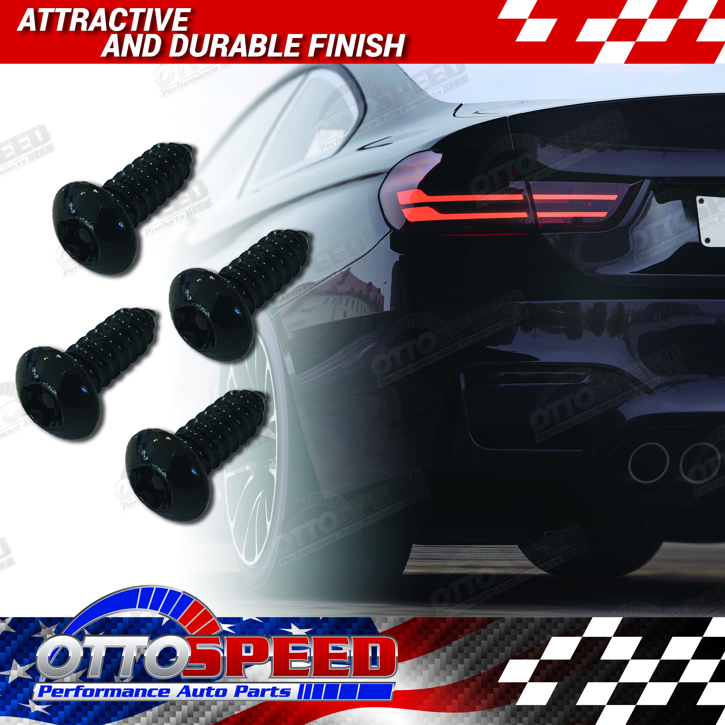 Anti-Theft Security Screws for License Plate - Rustproof Fastener with Theft-Proof Black Stainless Steel License Plate Screws, N