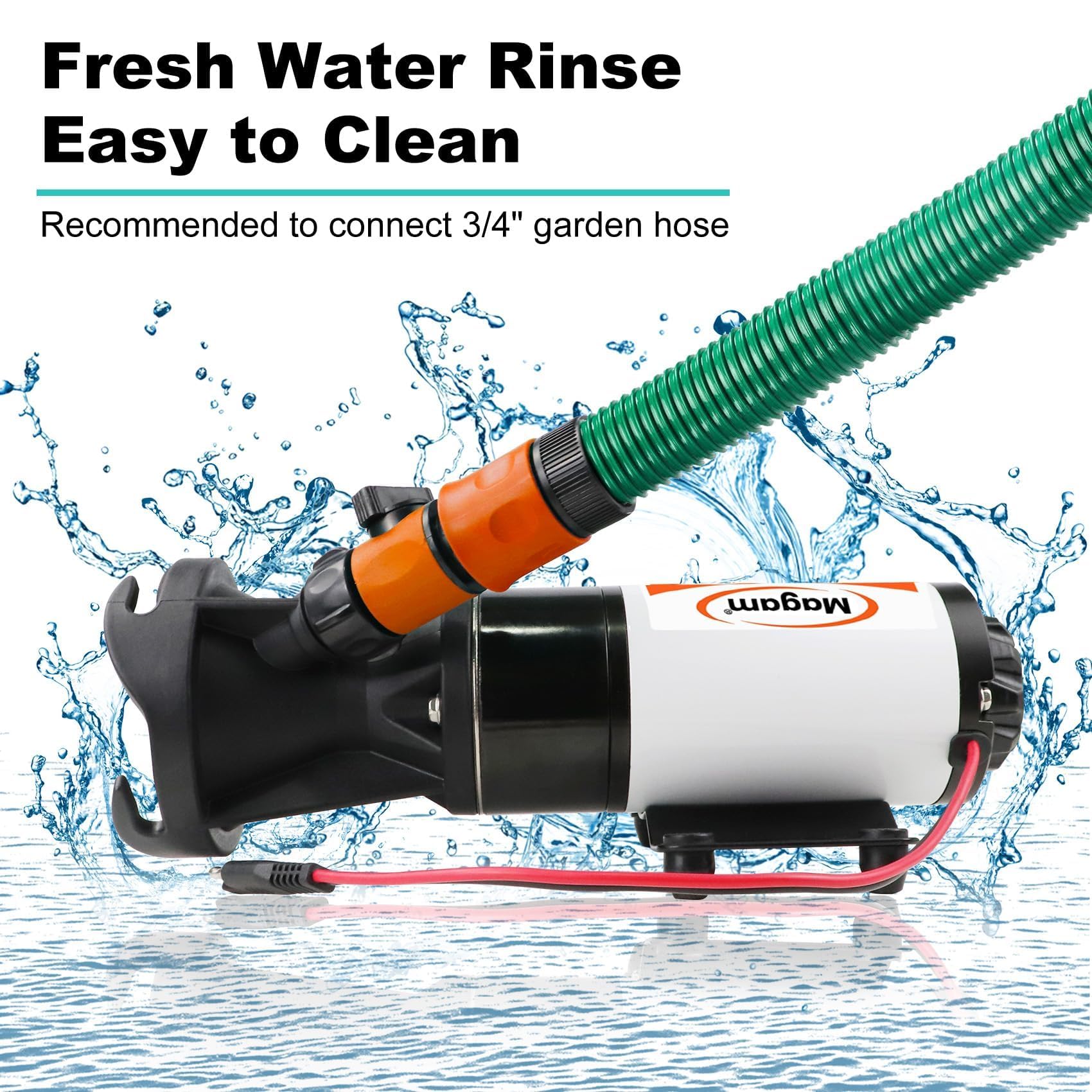 Rv Macerator Pump 12V,12Gpm Suction 3.2 Feet Lift 10 Feet With Garden Hose Discharge Port,Quick Release Sewage Pump With Fresh W