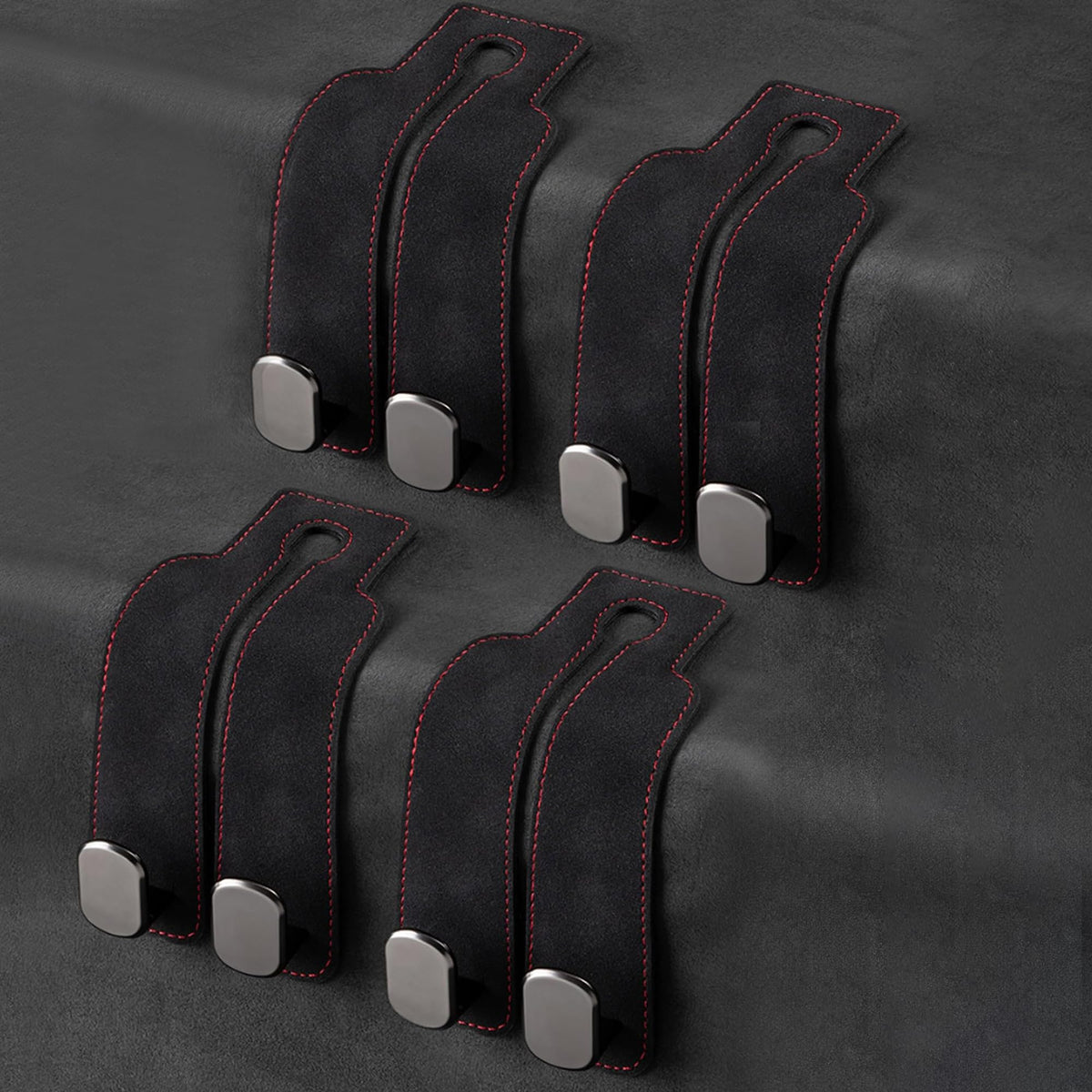 Amelity Car Seat Hooks, Car Seat Back Storage Hook Double Hook, Headrest Hooks For Car, Car Hooks For Purses And Bags (Black-4 P