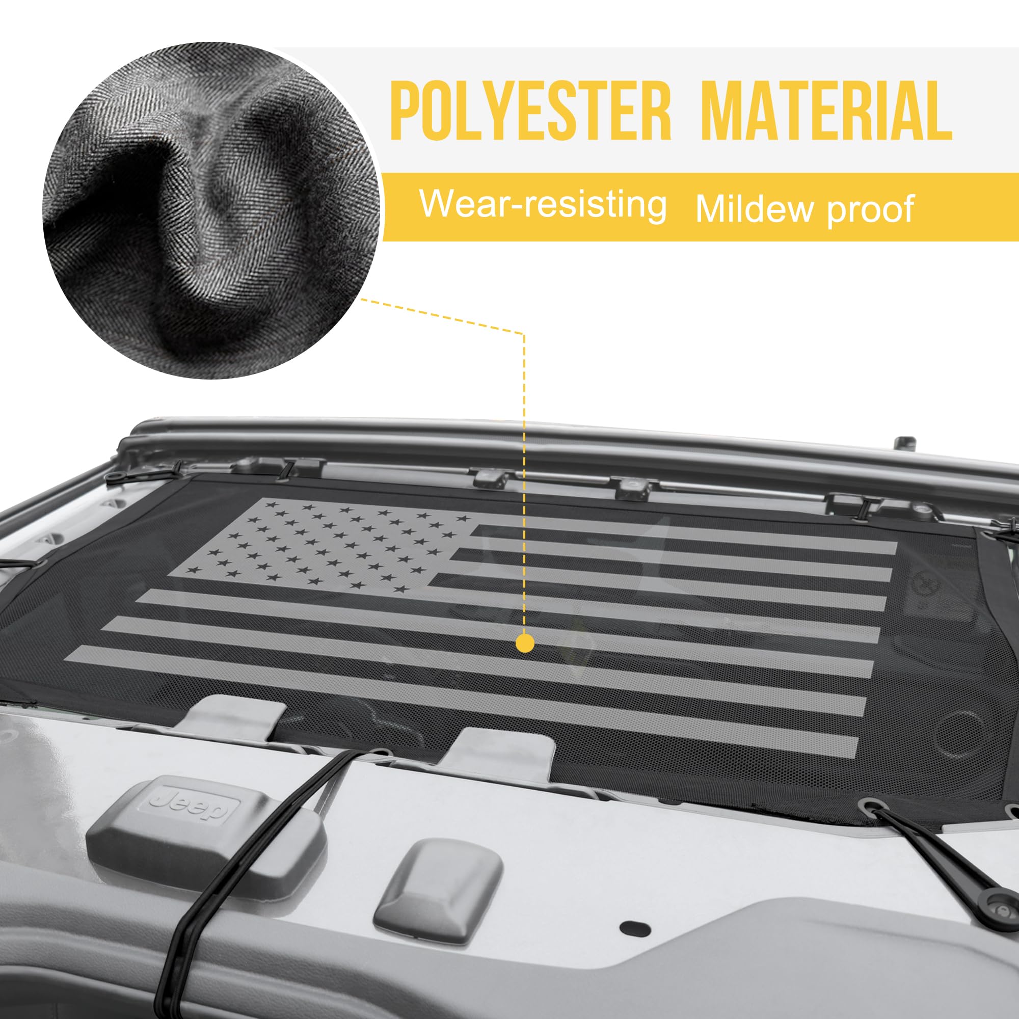 sukemichi Sunshade Bikini Top for 2024 2025 Jeep, Mesh Sun Shade Top Cover Bimini Top for 2024 2025 Jeep Wrangler JL 4XE Accesso