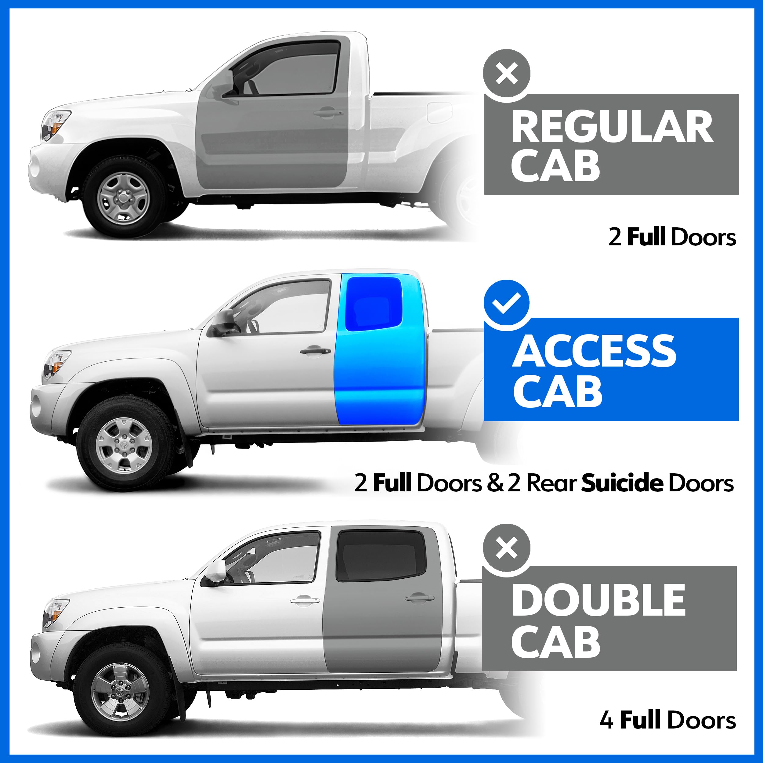 Tyger Auto 3.5'' Rider Running Boards Compatible With 2005-2023 Toyota Tacoma | Access Cab | Tg-Ss2T35218 | Side Step Rail Nerf