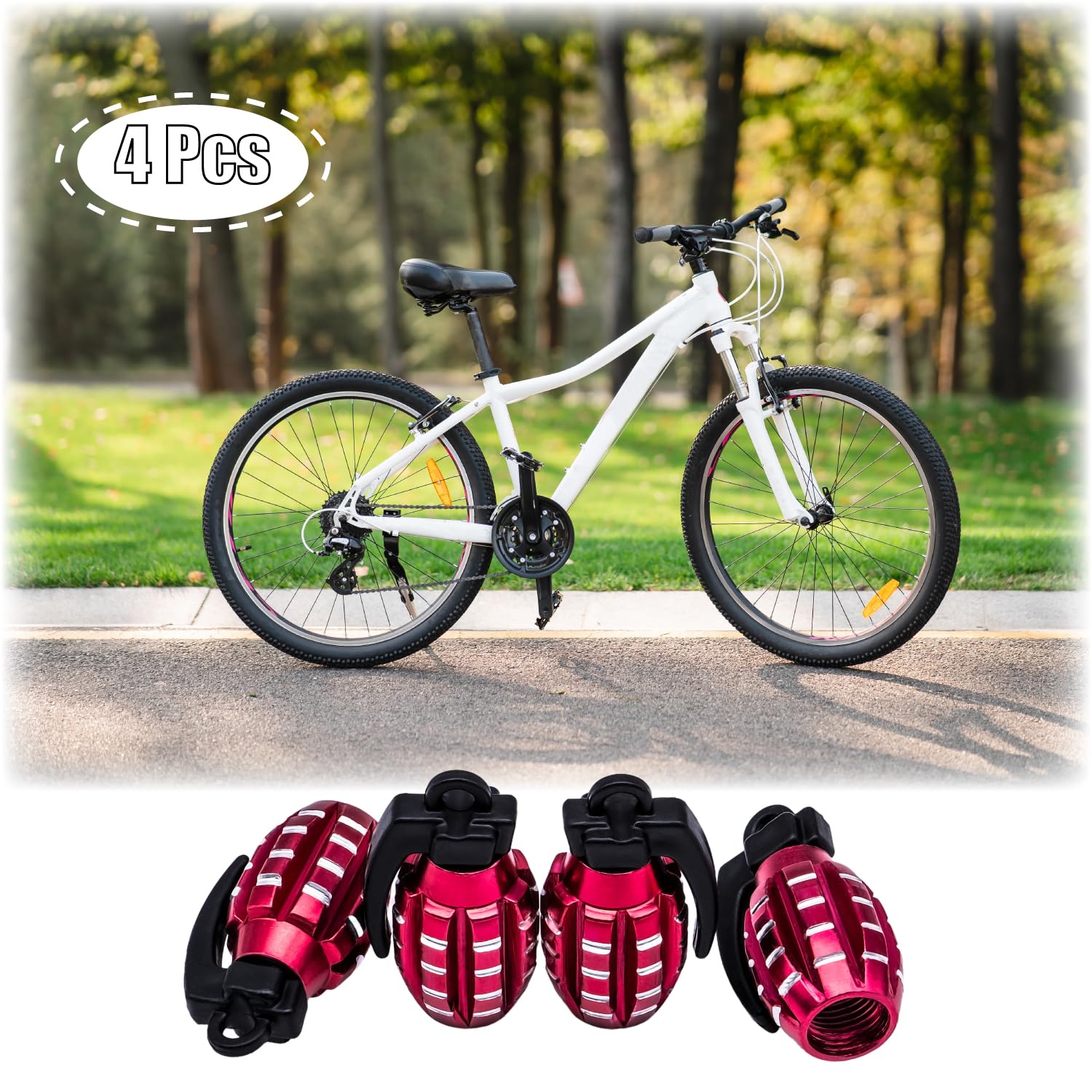 Meajoo 4 Pcs Tire Valve Stem Caps, Aluminium Alloy Tire Valve Stem Covers Universal For Cars, Trucks, Suv, Motorcycles, Bike And