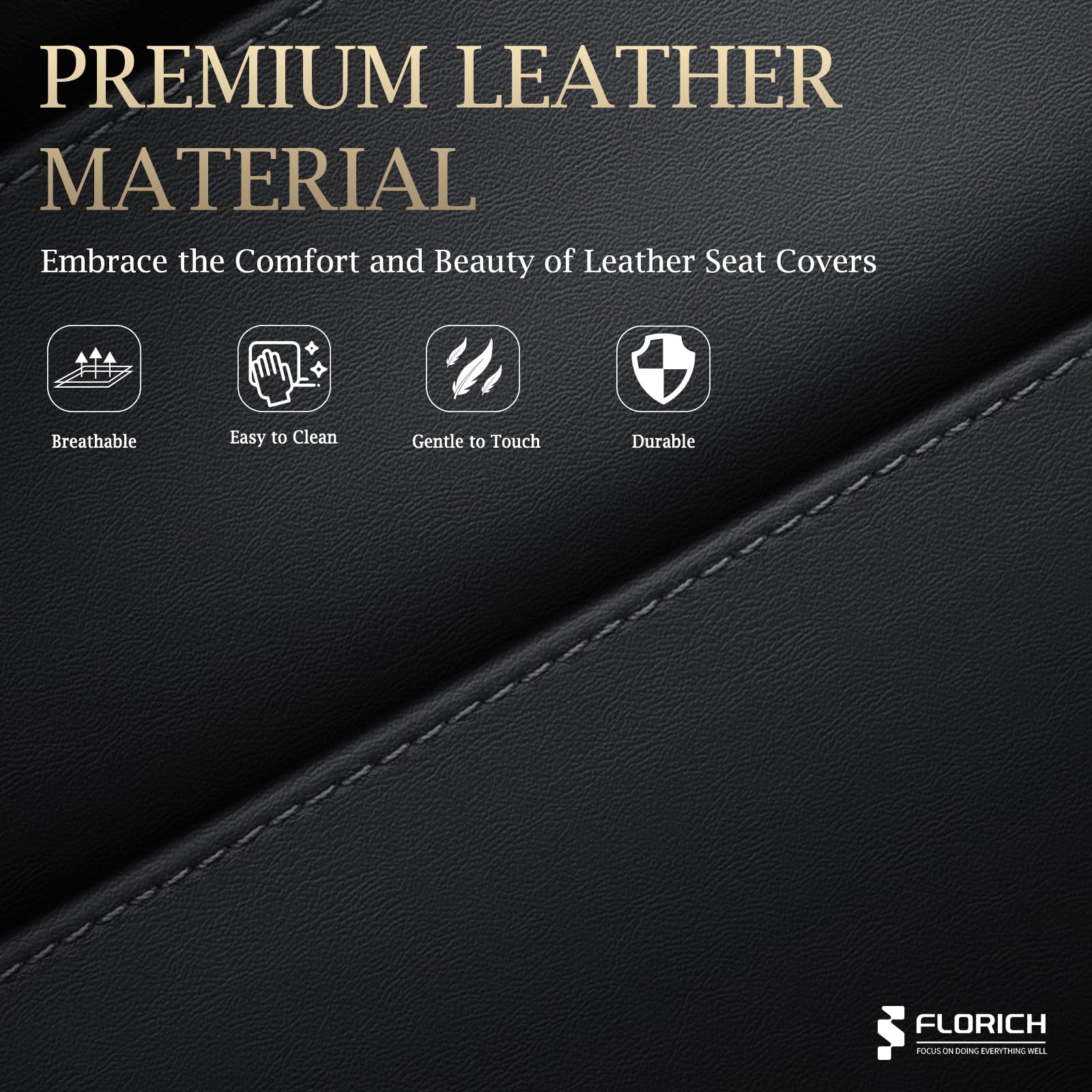 Florich Rear Seat Covers Leather Car Seat Covers Waterproof Back Seat Cover Automotive Seat Covers Universal Seat Cushion Protec