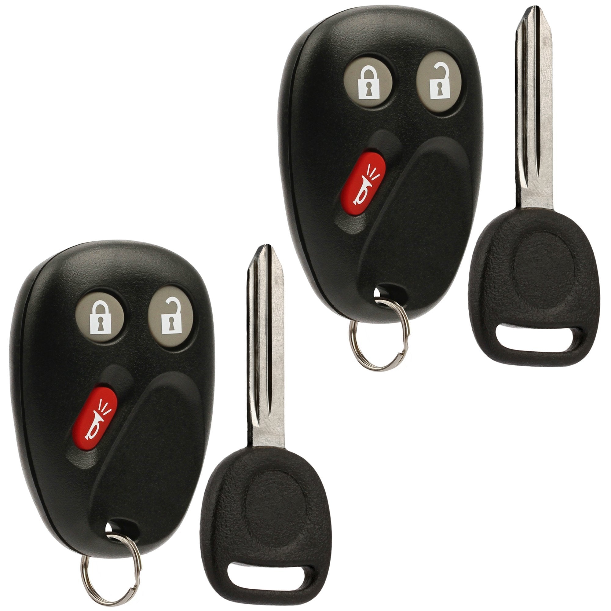 Car Key Fob Keyless Entry Remote with Ignition Key fits Chevy Trailblazer / Buick Rainier / GMC Envoy / Isuzu Ascender / Oldsmobile Bravada / Saab 9-7x (15008008), Set of 2