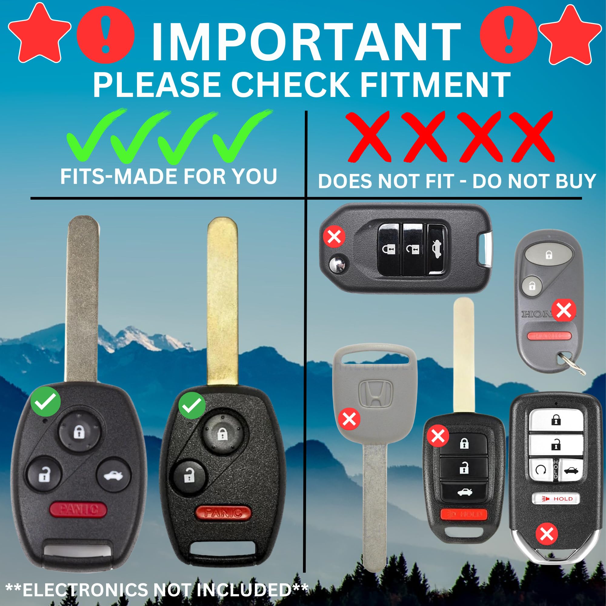 Usa-Made Honda Key Fob Shell | Crack-Resistant & Durable | Seamless Fit | Enhanced Longevity & Functionality | Integrated Bottle