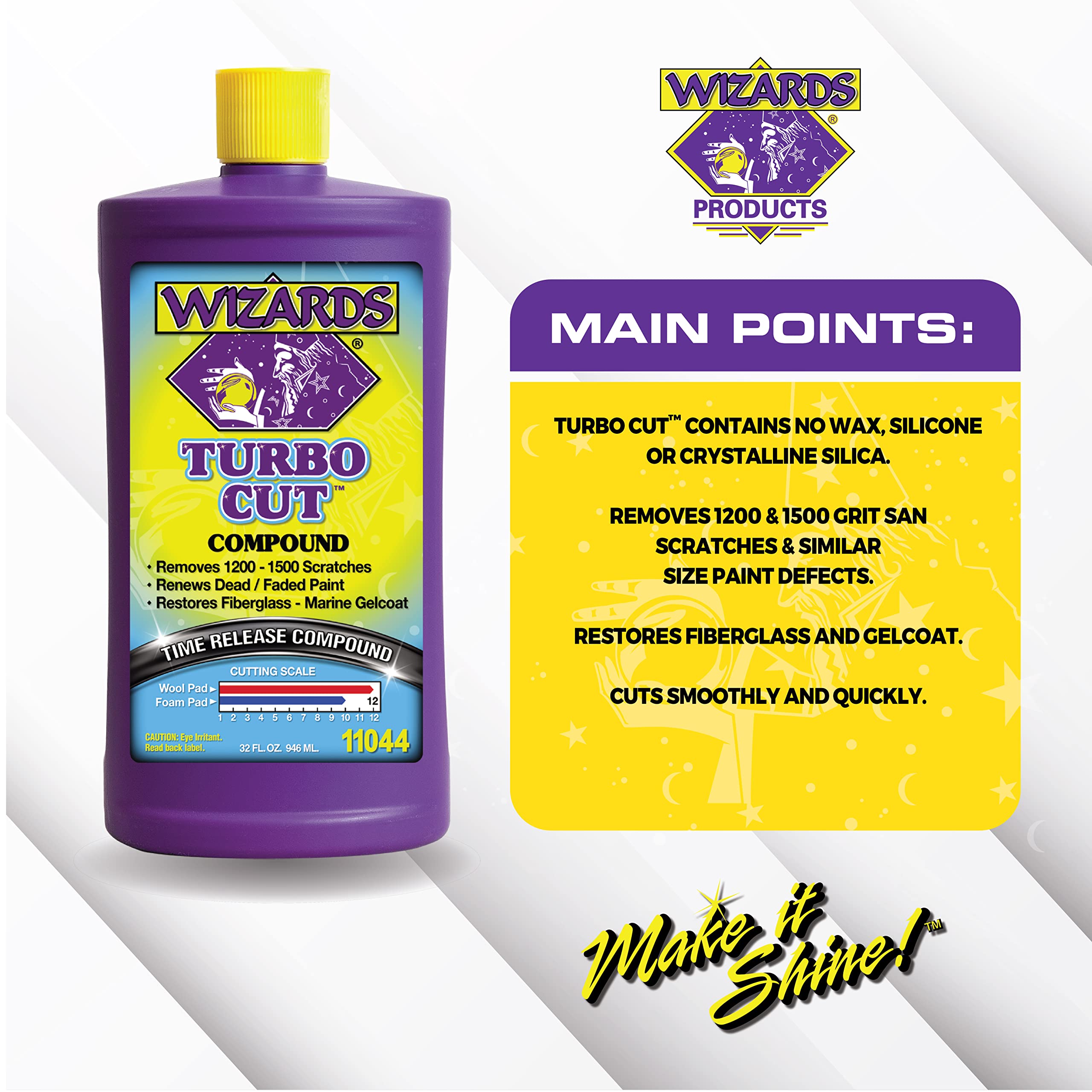 Wizards - Turbo Cut, Buffing Compound For Car Scratch Repair, Rubbing Compound For 1200-1500 Scratches, Glass Polishing Compound