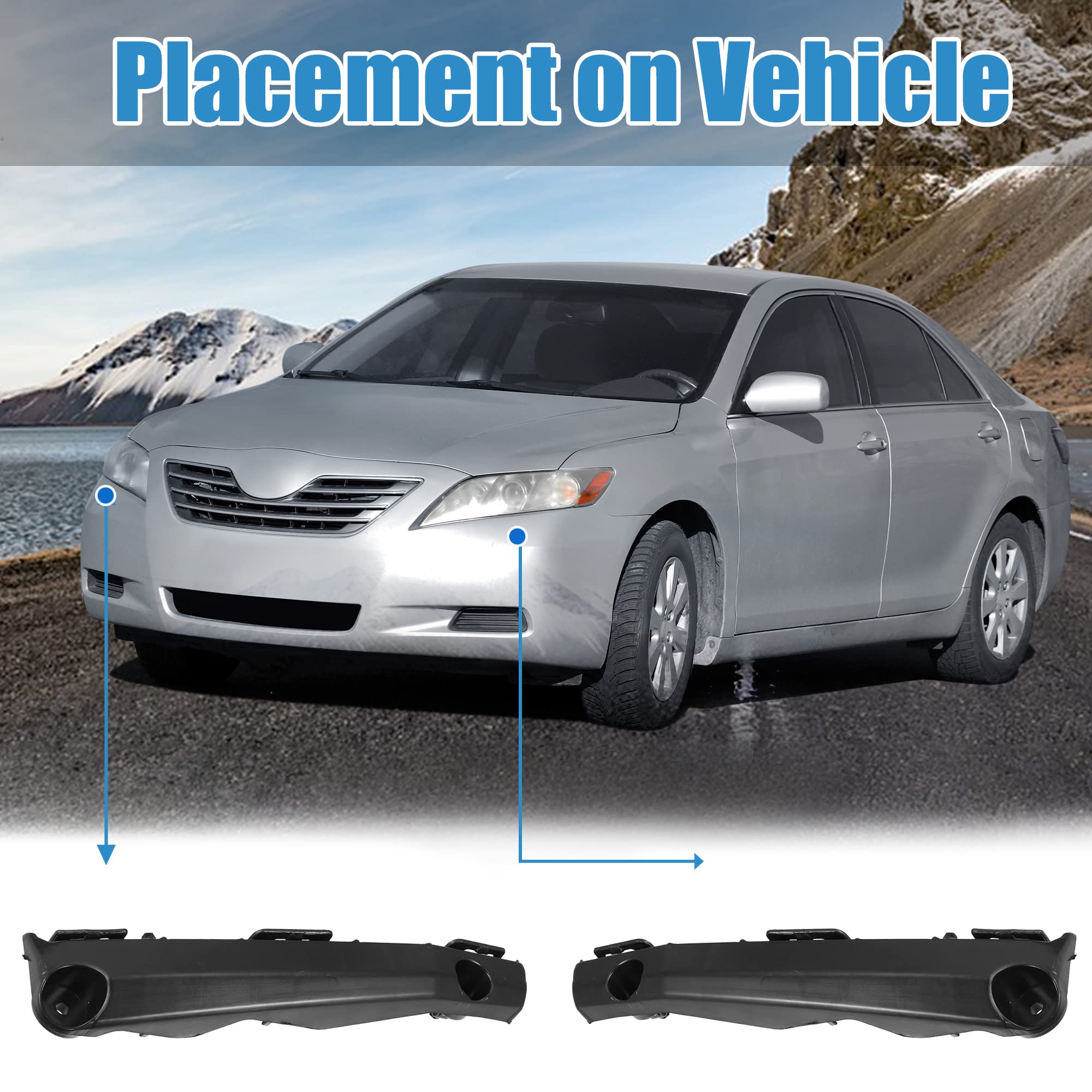 X AUTOHAUX Front Bumper Bracket Retainer Support for Toyota Camry 2012-2015, Left & Right Pair, Black, OEM 5253606120 5253506130