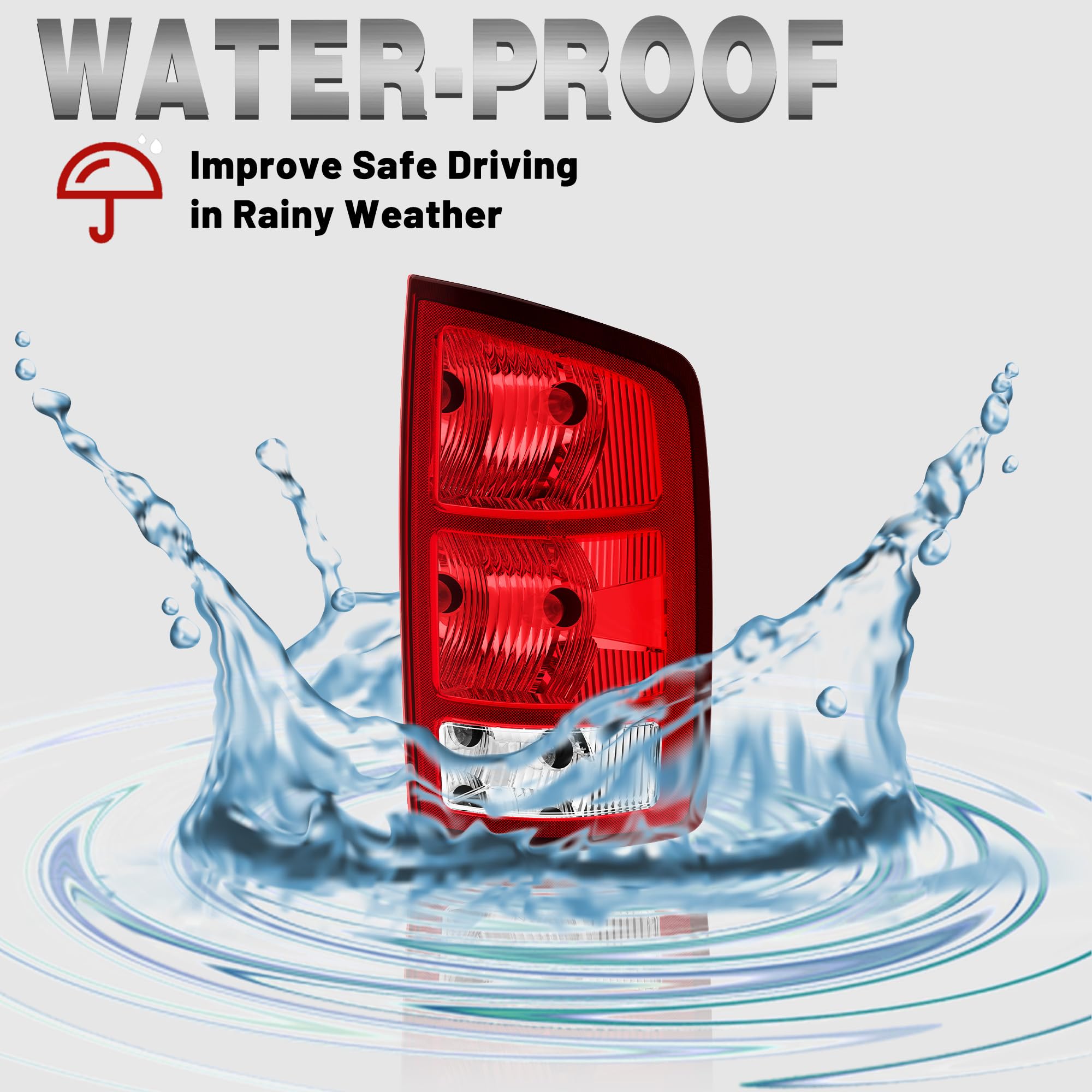 Hecasa Tail Lights Assembly W/Bulb Compatible With 2002-2006 Dodge Ram 1500/2003-2006 Dodge Ram 2500 3500 Pickup Taillight Brake