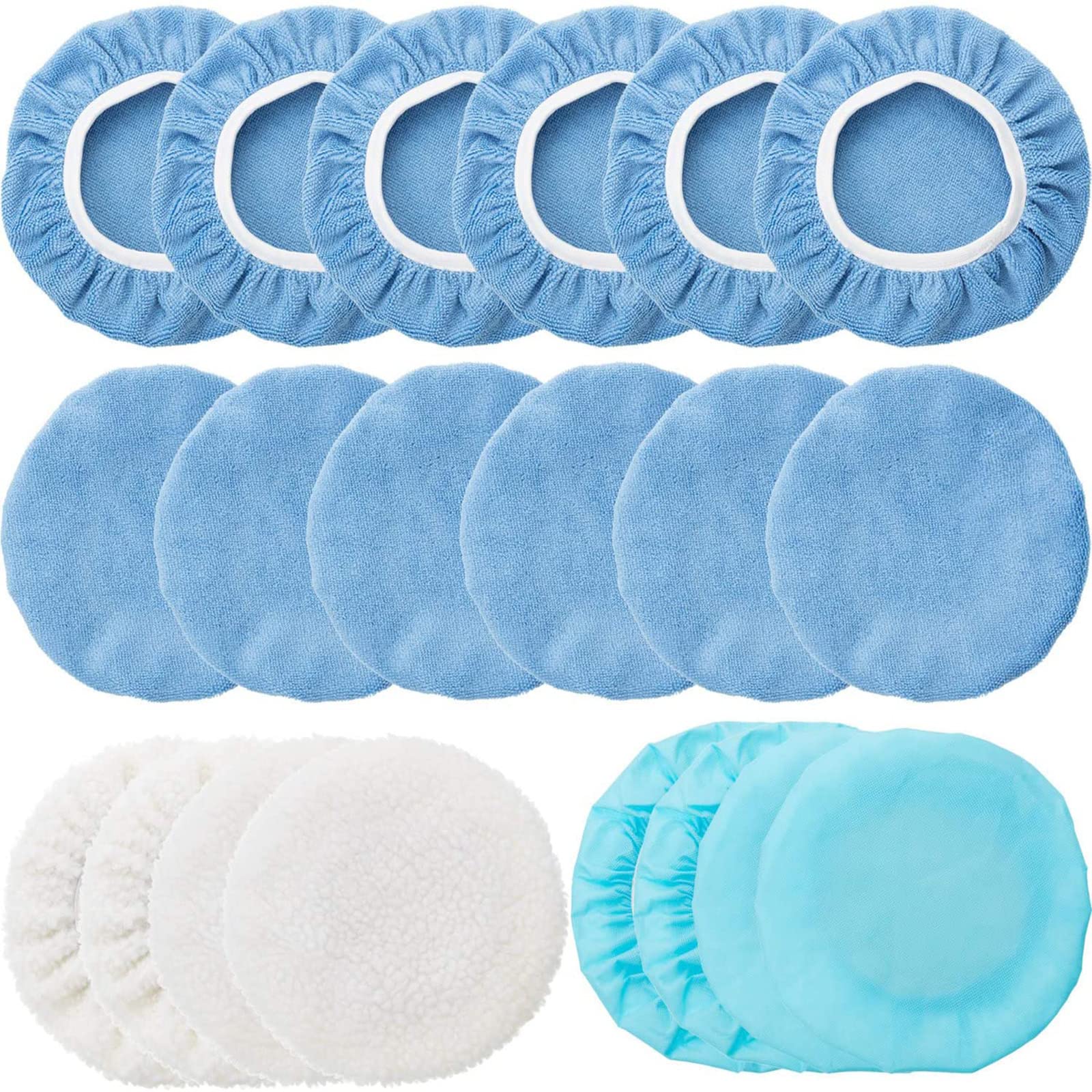 20 Pieces Car Orbital Buffer Polisher Pad Bonnet Microfiber Max Bonnet Polishing Buffing Pad Cover(7-8 Inches)