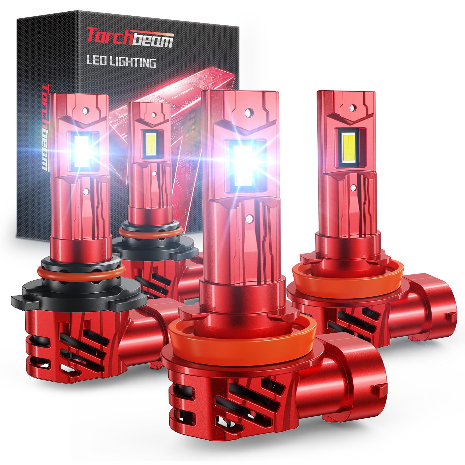 Torchbeam 9005 H11 Fog Bulbs Cambo 62000Lm Brightness With Extra Wide View, Canbus Ready 6500K 9005 H11 Fog Lamps 50000+ Hours W