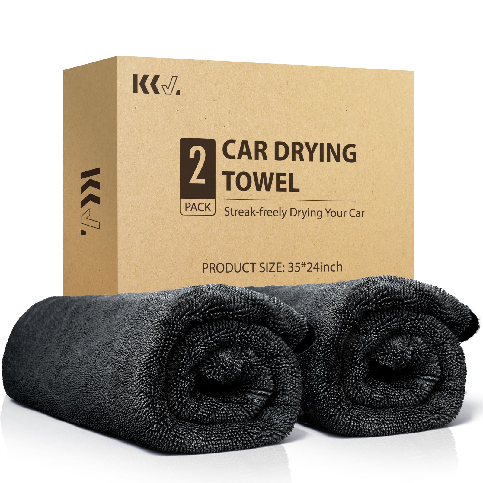 Kkv 2-Pack Microfiber Towels For Cars (35''X 24'') Extra Large Ultra Absorbent Car Drying Towel For Cars And Trucks, Without Str