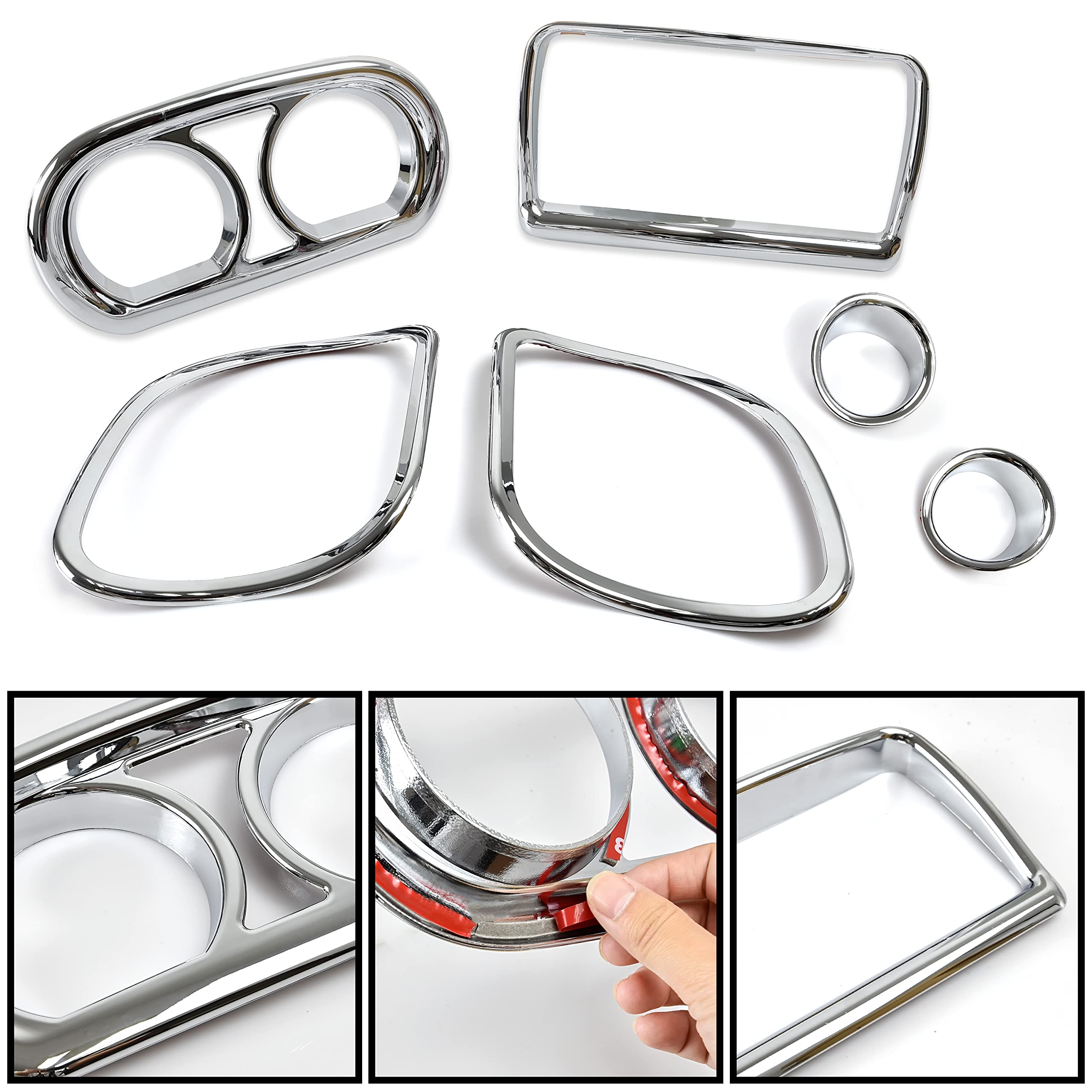 VEISUTOR Chrome Speedometer Gauge Covers for 2015-2022 Road Glide, Inner Fairing Trim Kit, Black Accessories, Replace #61400296