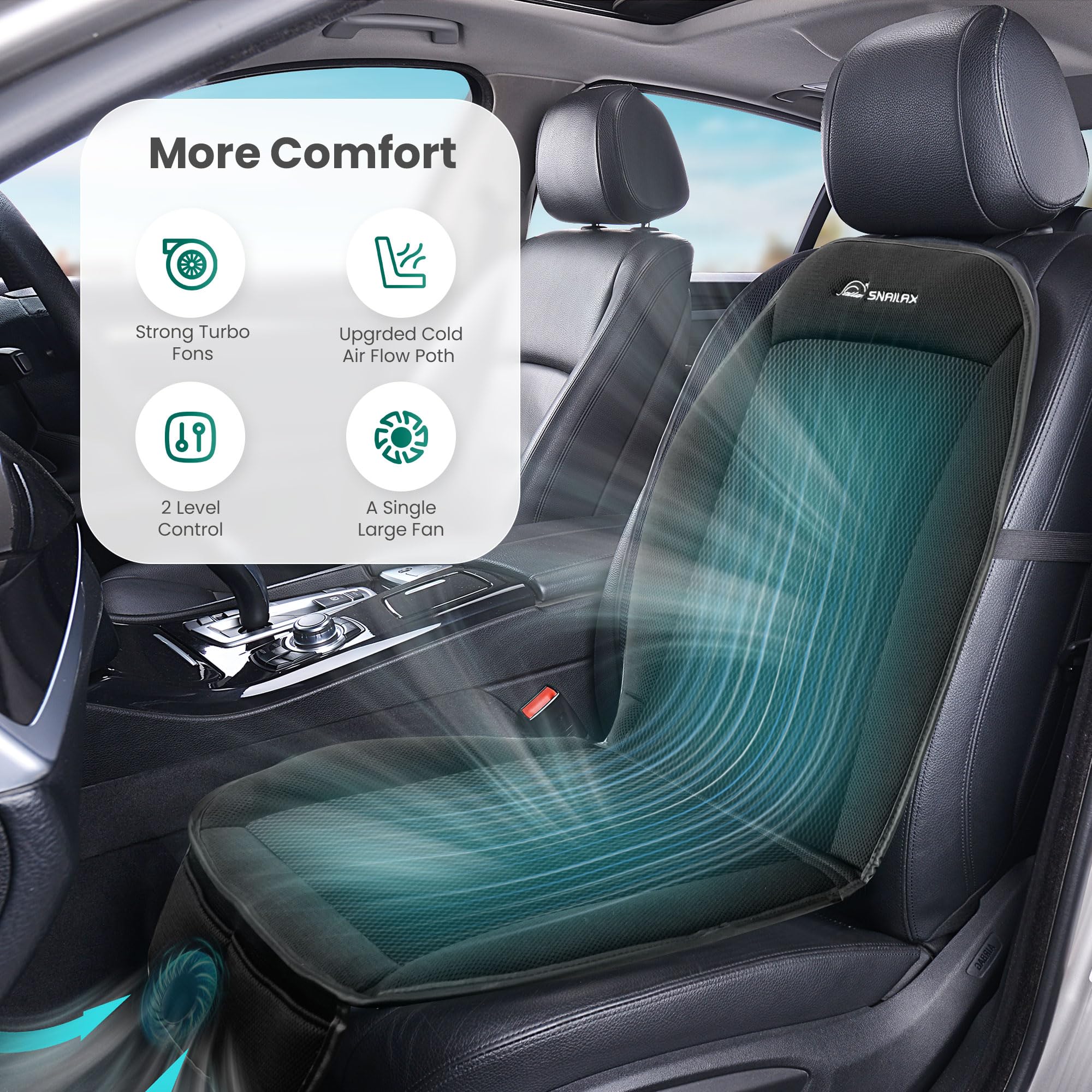 Snailax Cooling Car Seat Cushion, Cooling Seat Cover for Car, Ventilated Seat Pad with 3 Adjustable Speeds, 3D Breathable Mesh,