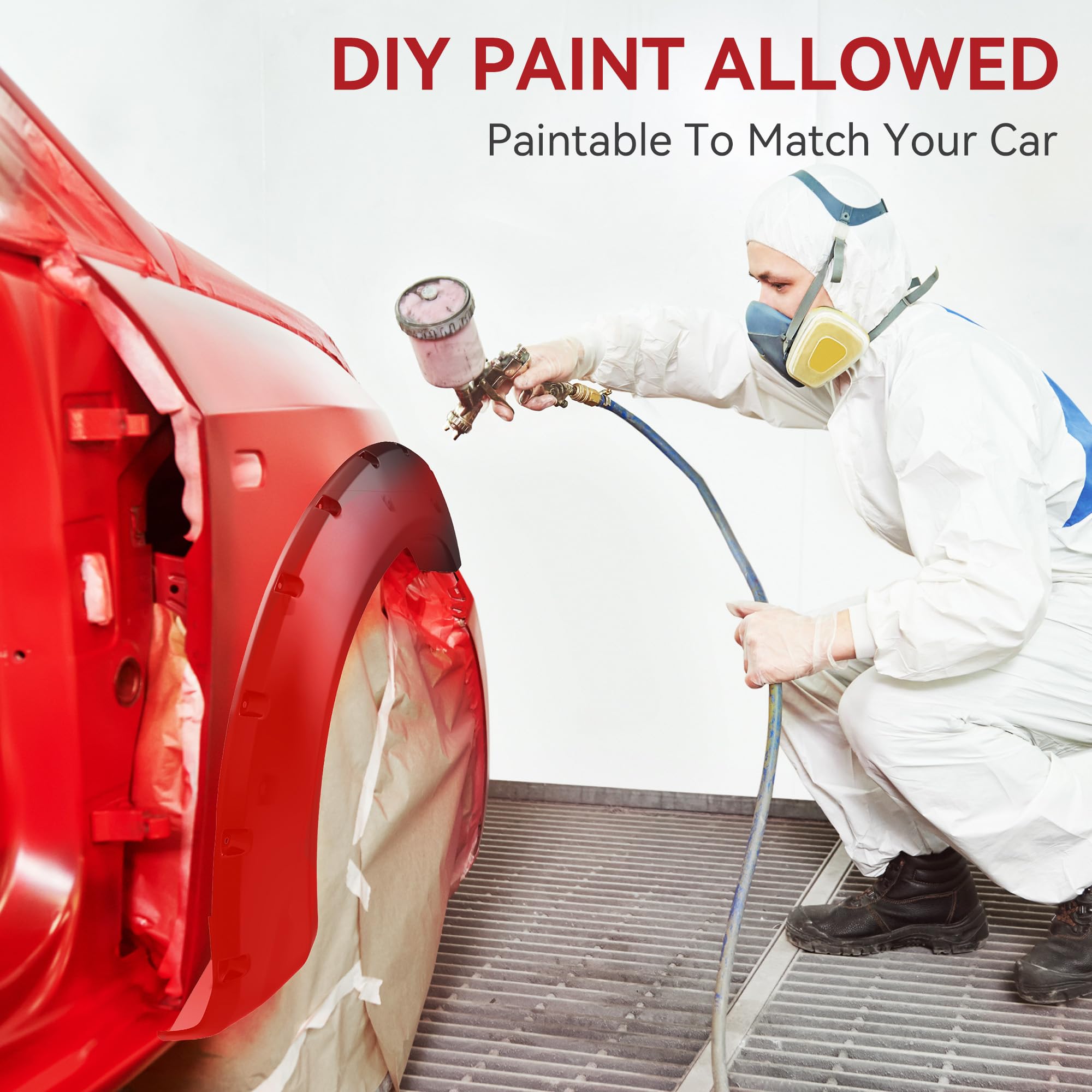 Ledkingdomus Fender Flares Kit Compatible For 2004-2008 Ford F150 Styleside, 2006-2008 Lincoln Mark Lt, Dura-Flex Material Smooth Black Finish Front Rear Wheels Pocket Rivet Style