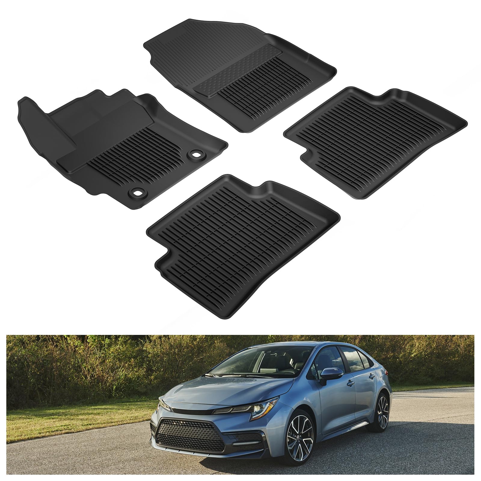 Kiwi Master Floor Mats For 2020-2025 Toyota Corolla Sedan Hatchback Oem Replacement Pt908-12190-02 All Weather Mat Liners Front