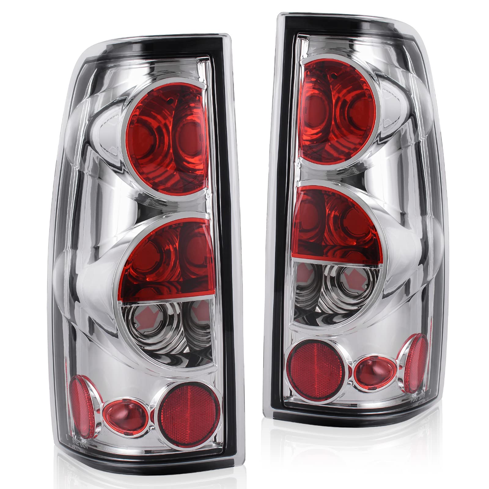 Dwvo Rear Tail Lights Compatible With 1999-2006 Chevy Silverado 1500 2500/01-06 3500 Hd, Chrome Taillights For 1999-2002 Gmc Sie