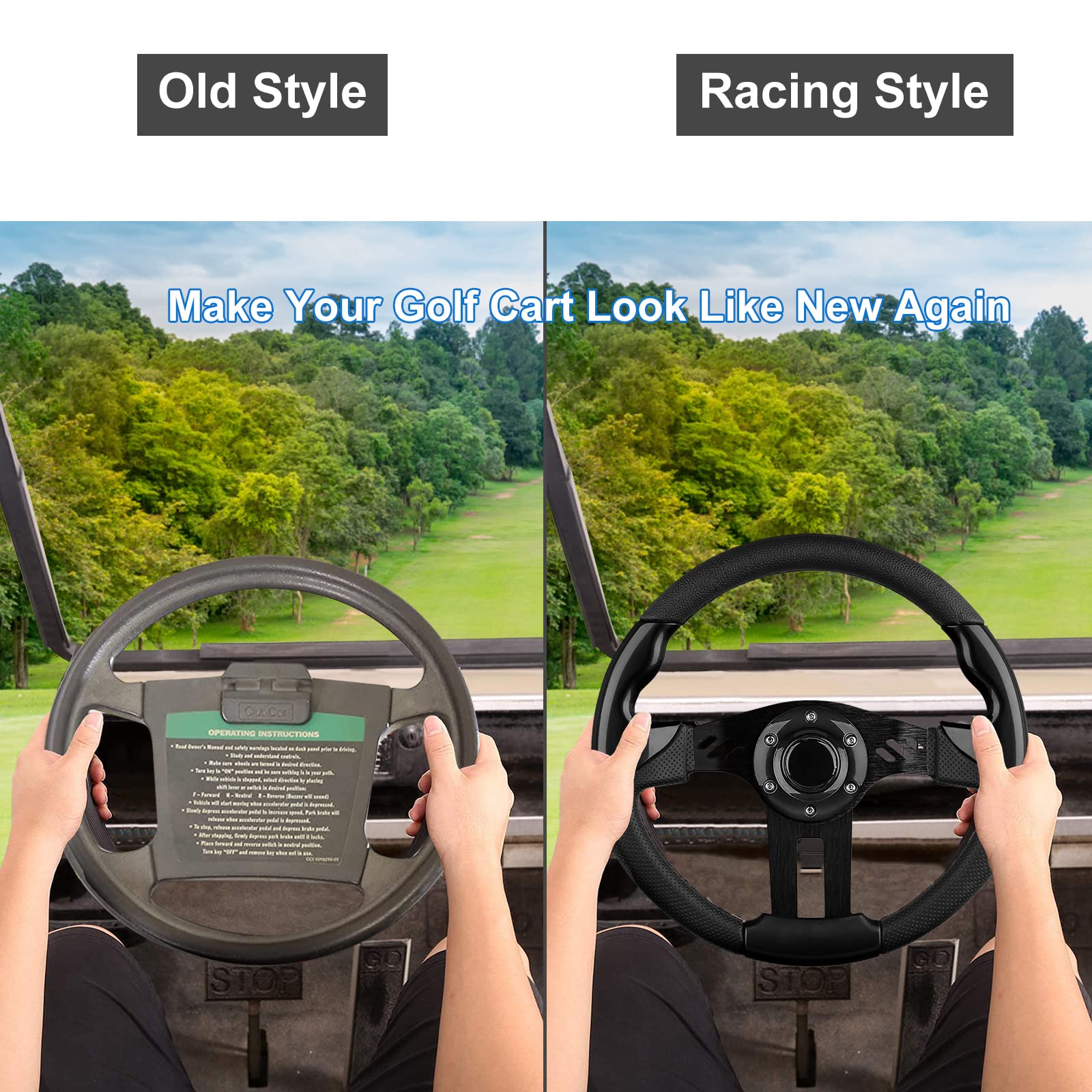 Ezgo Steering Wheel Fit Club Car Ezgo Yamaha Universal Golf Cart Steering Wheel Club Car Ds And Precedent (Black Steering Wheel)