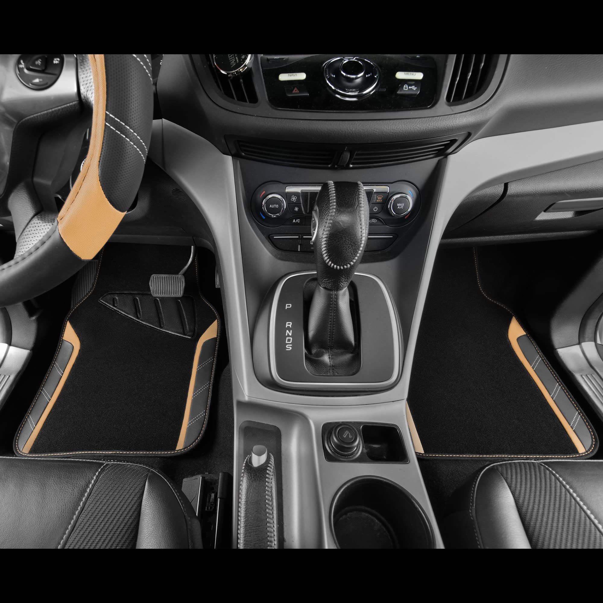 Car Pass Microfiber Steering Wheel Cover And Waterproof Car Floor Mats,Leather Universal Car Combo Fit For 95% Truck,Suv,Cars,14