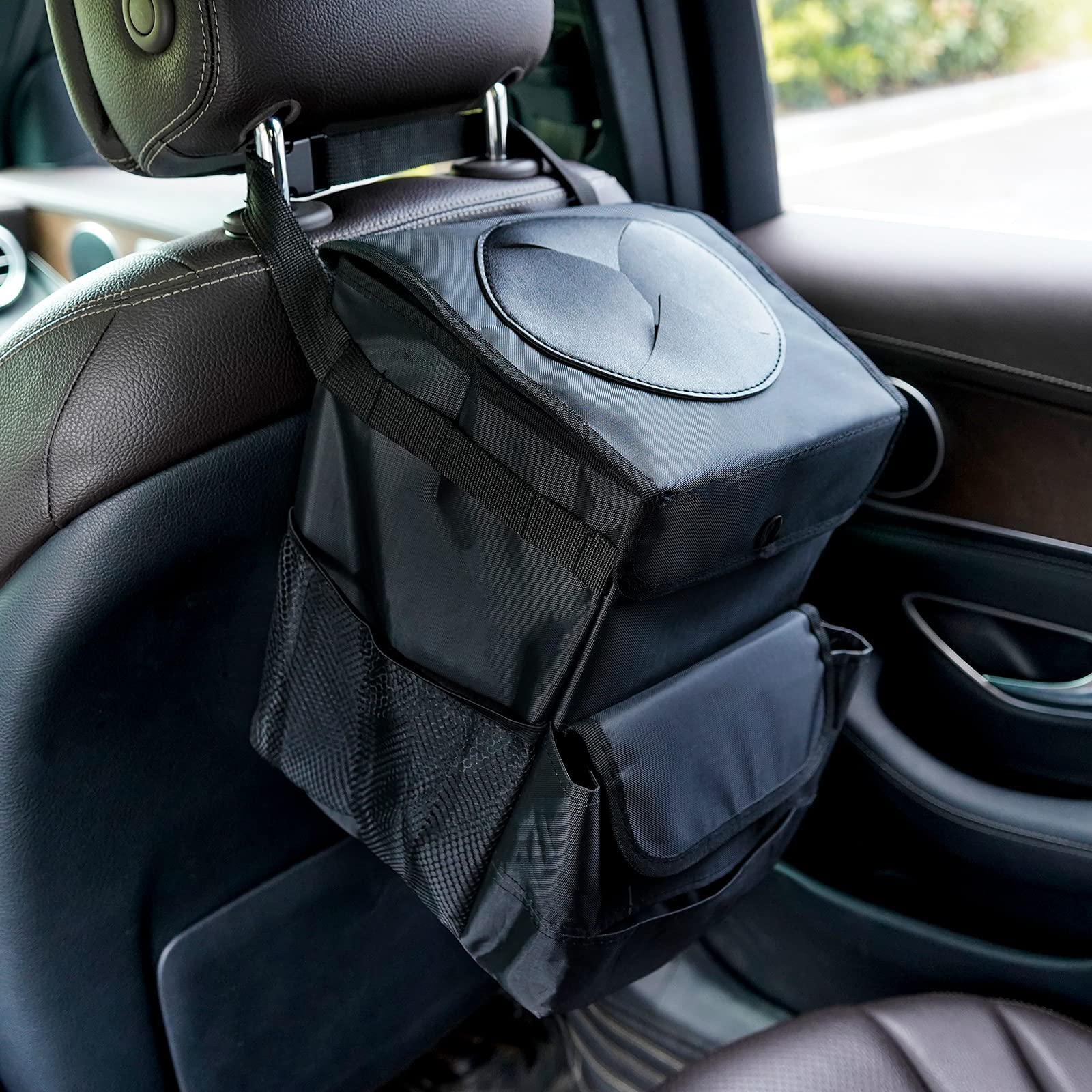 Gpusfak Car Trash Can Foldable Garbage Bin Leakproof 3 Gallons Black