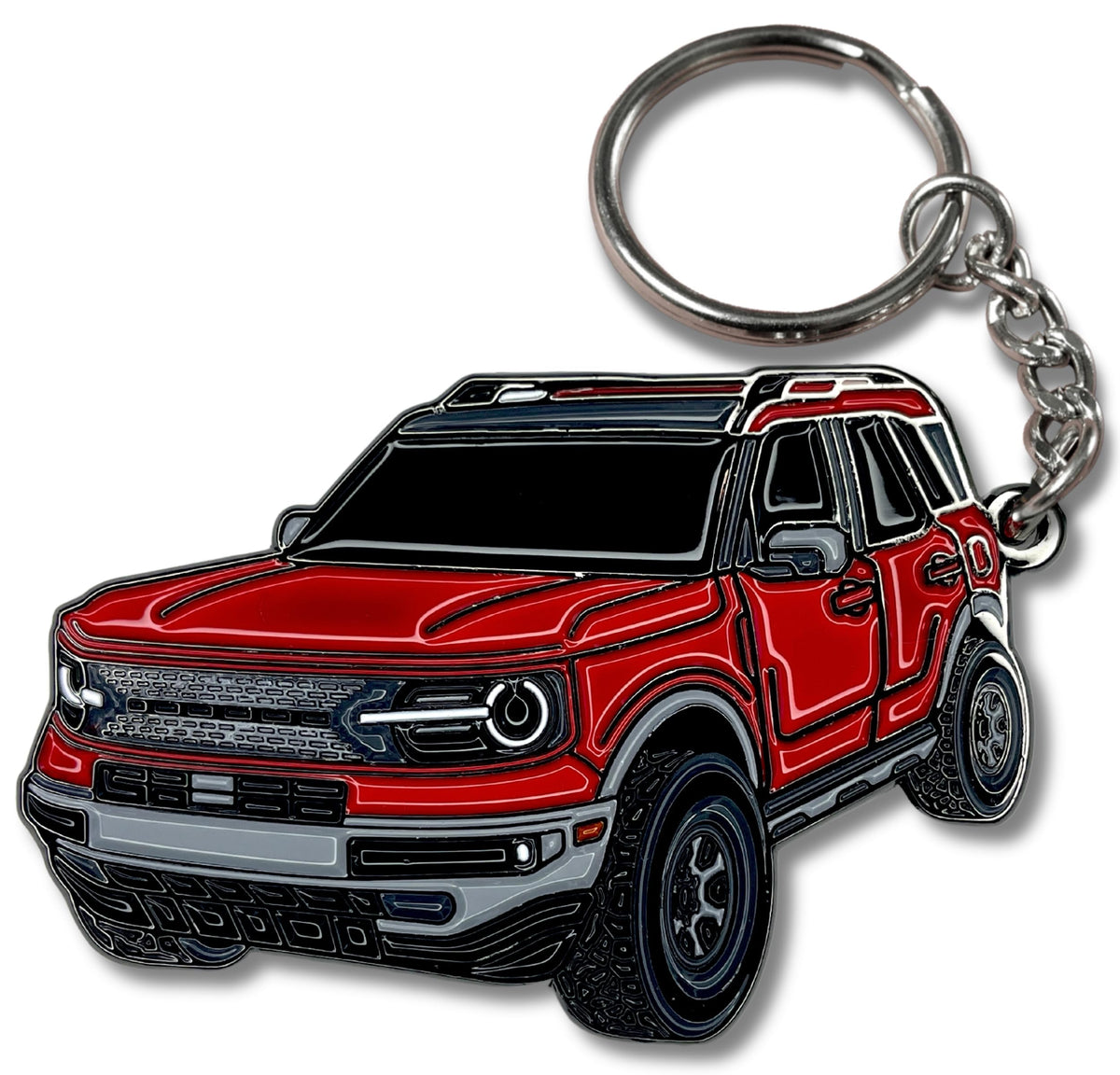 Four Wheel Beast Bronco Sport Keychain Compatible With Ford Bronco Accessories 2023 2024 4 Door Key Chain Fob Gift (Red)