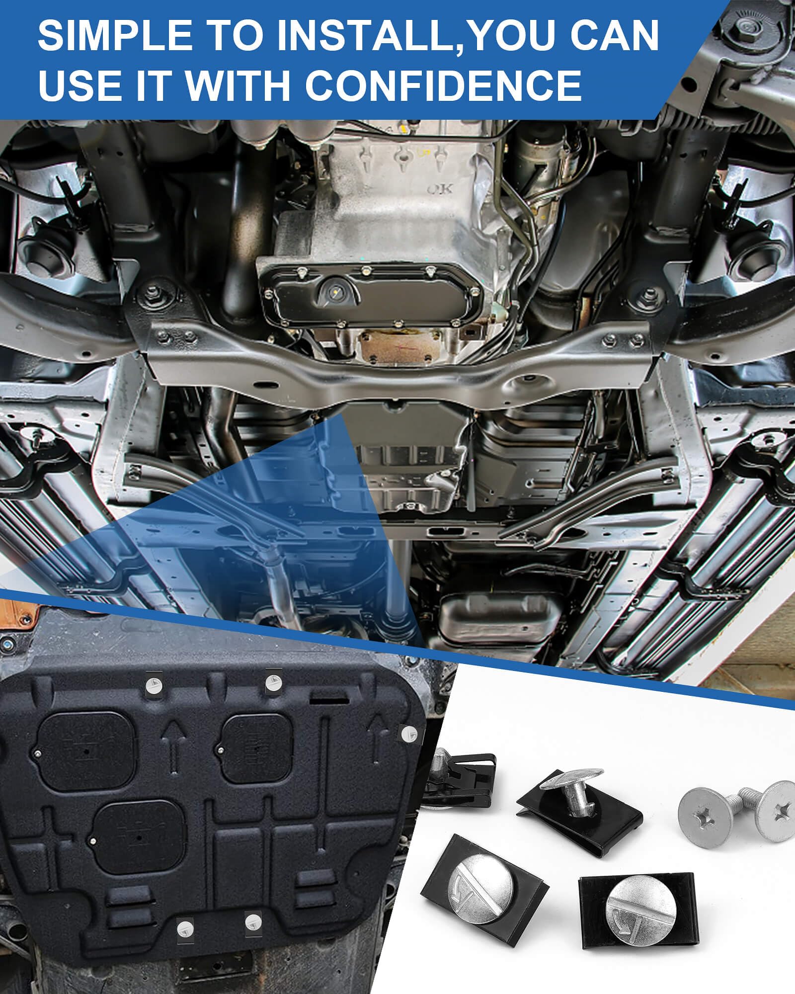 Vomika Lower Engine Cover Pin Screws, Premium Radiator Engine Access Cover Pin Clips, Engine Splash Shield Bolt Screw Fastener C