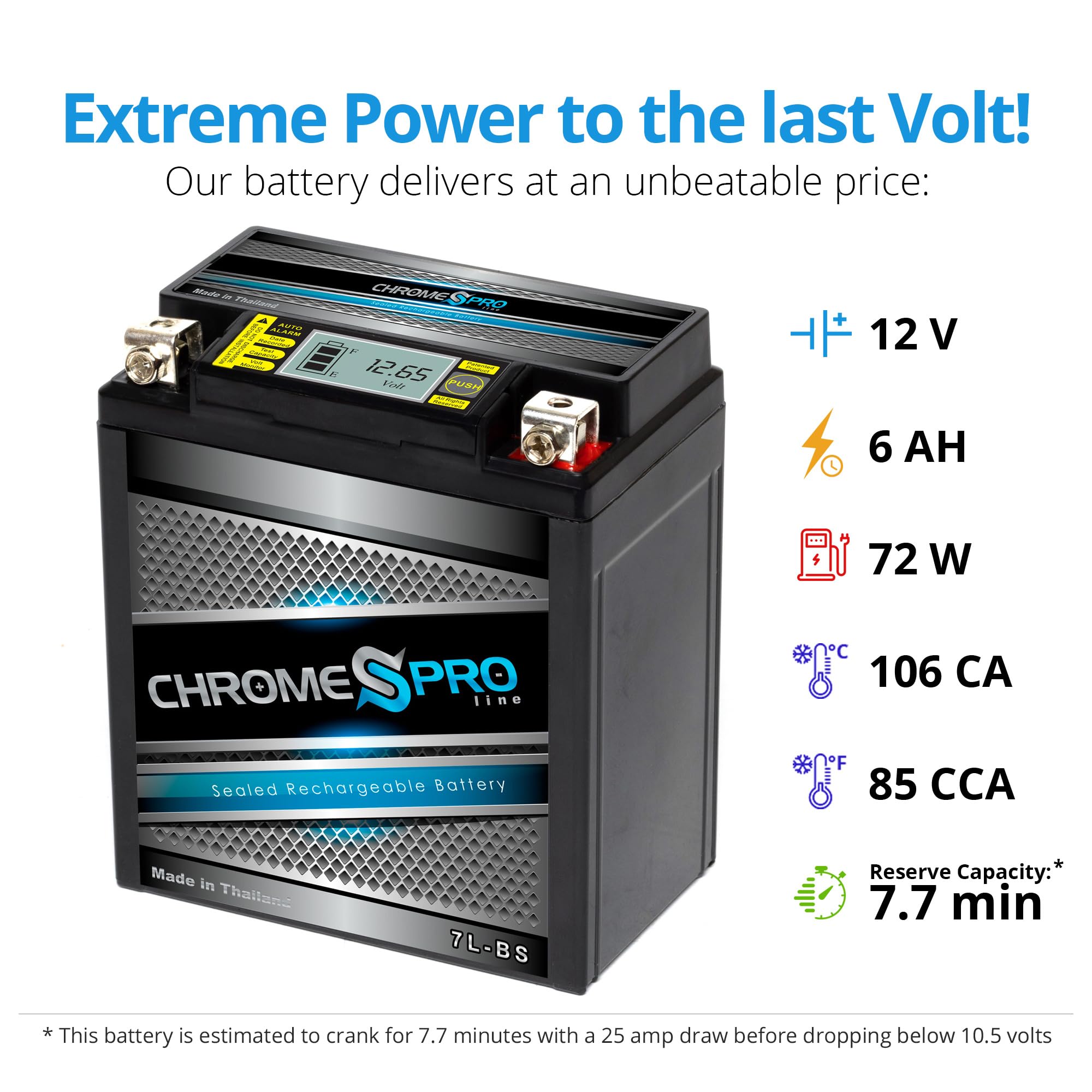 Chrome Pro Ytx7L-Bs High Performance - Maintenance Free - Sealed Igel Motorcycle Battery