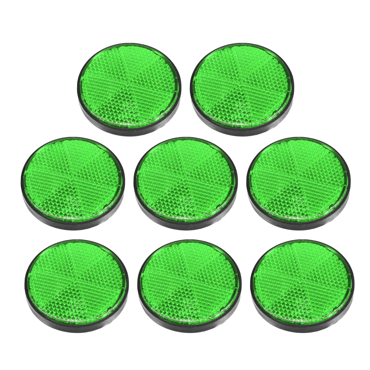 X Autohaux 8 Pcs Round Stick-On Safety Spoke Reflective Self Adhesive Reflector For Gate Posts Cars Trailer Motorcycle Trucks Boat Bicycle Bike Green