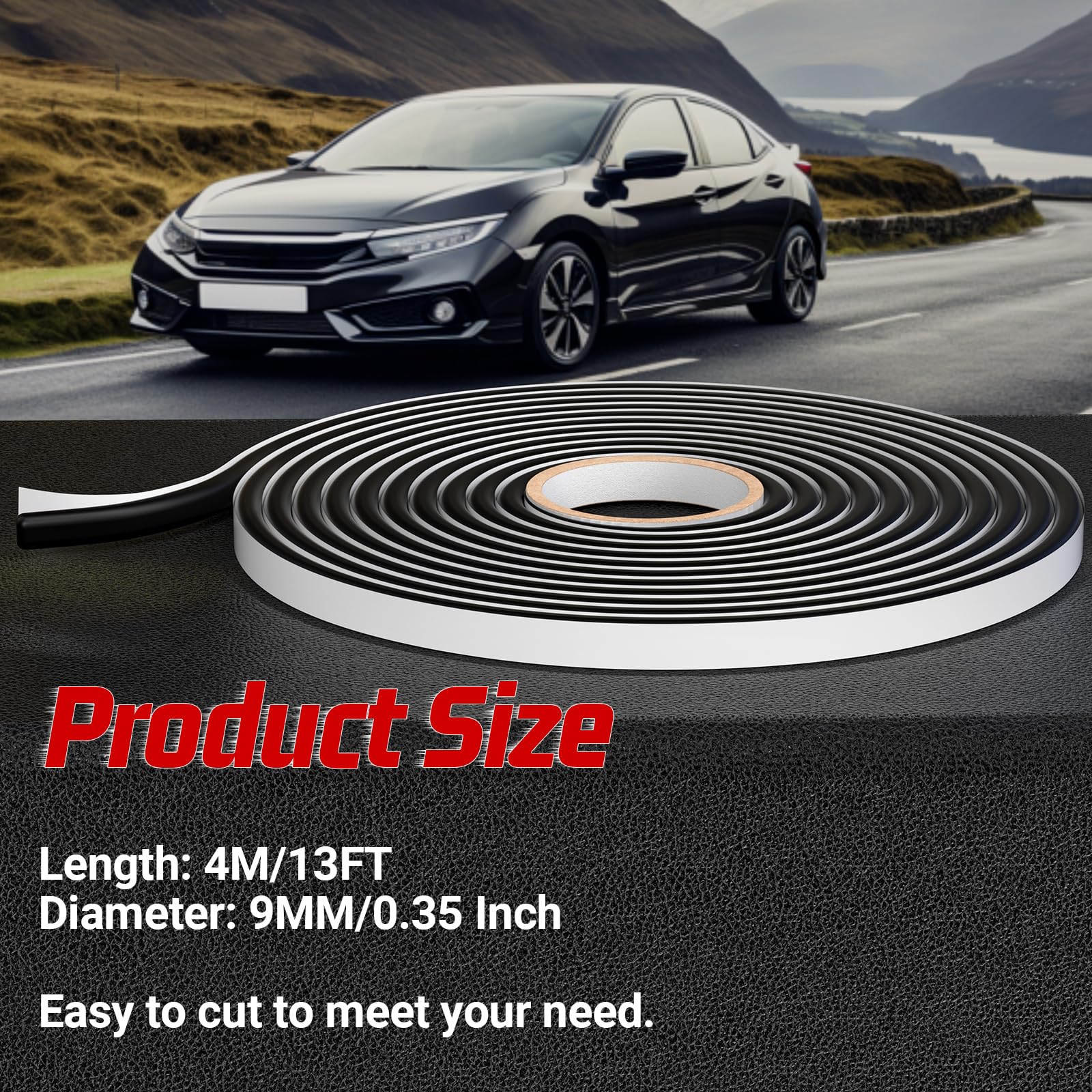Zxmoto 13Ft Headlight Sealant Retrofit Refit Butyl Rubber Glue Reseal For Car Headlamps Window Door Windshield (2 Pieces)