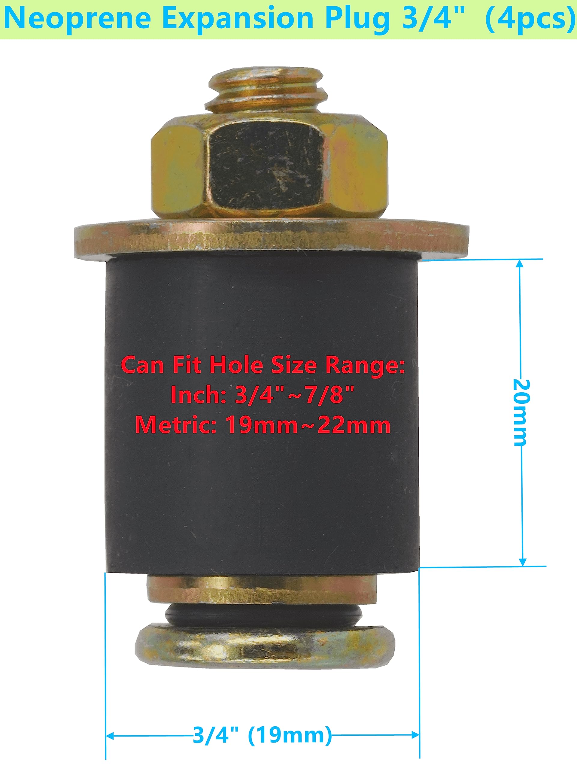 Dsnaduo 4 PCS Automotive Rubber Freeze Plug 3/4 inch to 7/8 inch (19mm - 22mm) Rubber Expansion Plug/Neoprene Expansion Plug