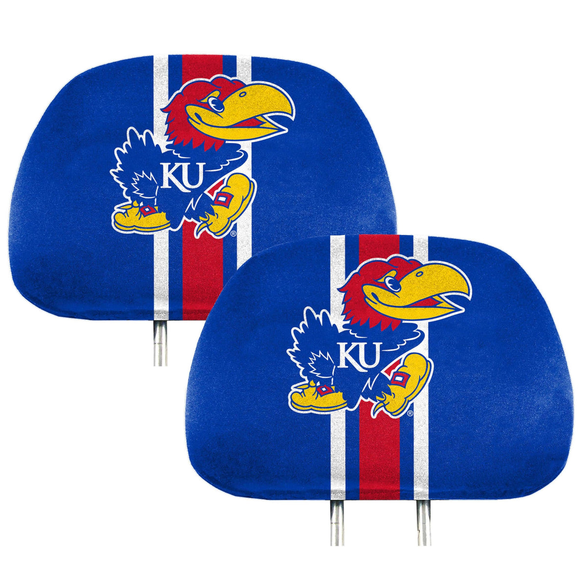 FANMATS 62049 Kansas Jayhawks Printed Head Rest Cover Set - 2 Pieces