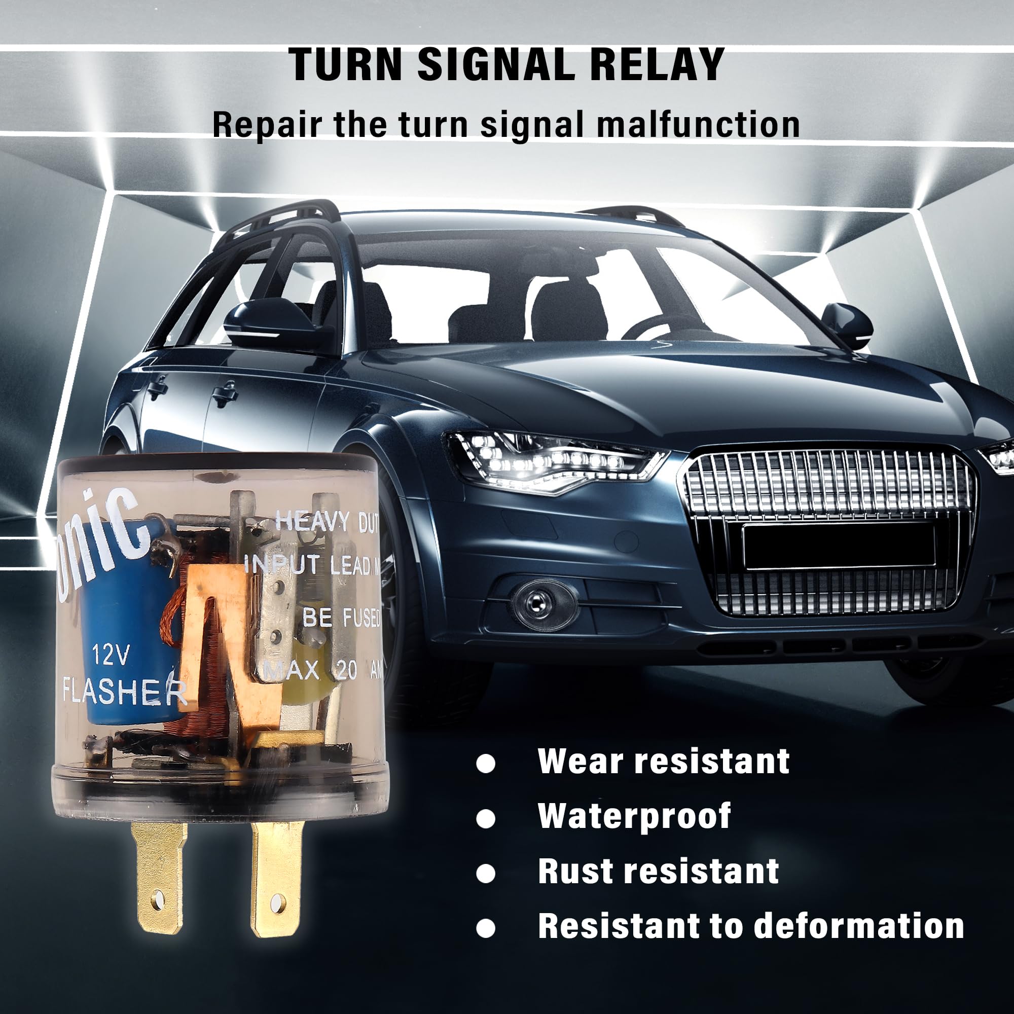 2Pcs Led Flasher Relay,Heavy Duty 12V 2-Pin Electric Led Turn Signal Relay,Two Prong Round Blinker Relay For Fixing Car Motorcyc